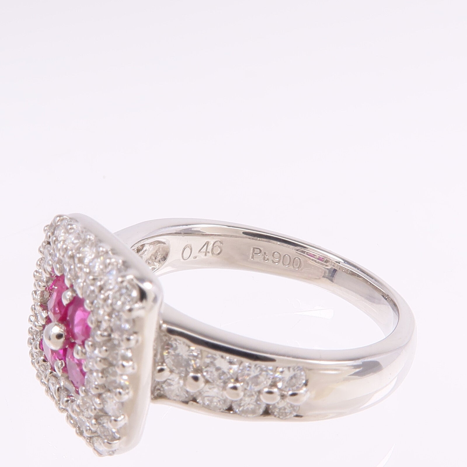 JEWELRY 【激減優惠】PT900鉑金Ruby Diamond Ring紅寶石/鑽石戒指US#5.75