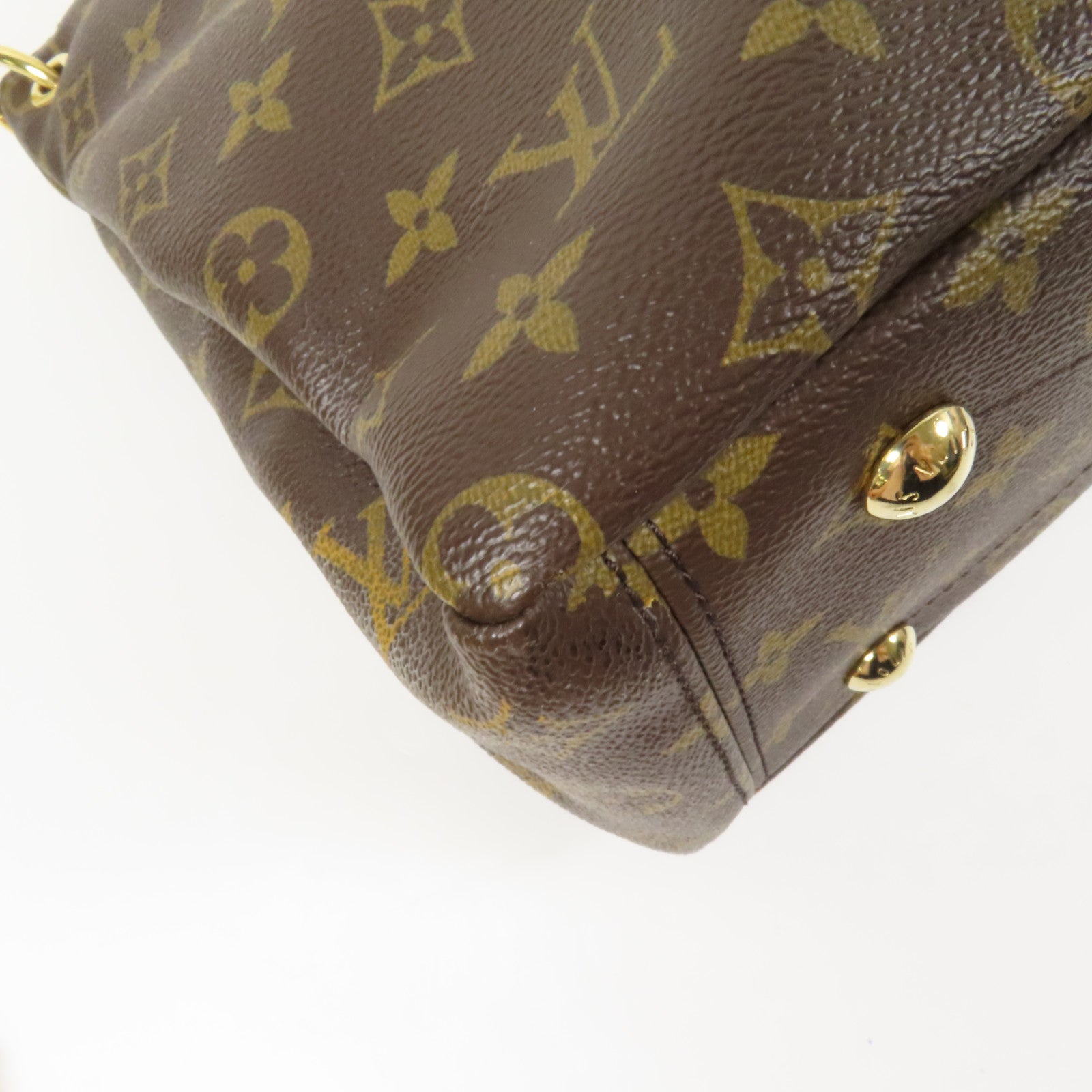 LOUIS VUITTON Monogram Pallas金扣手挽肩背兩用袋棕色/紅色