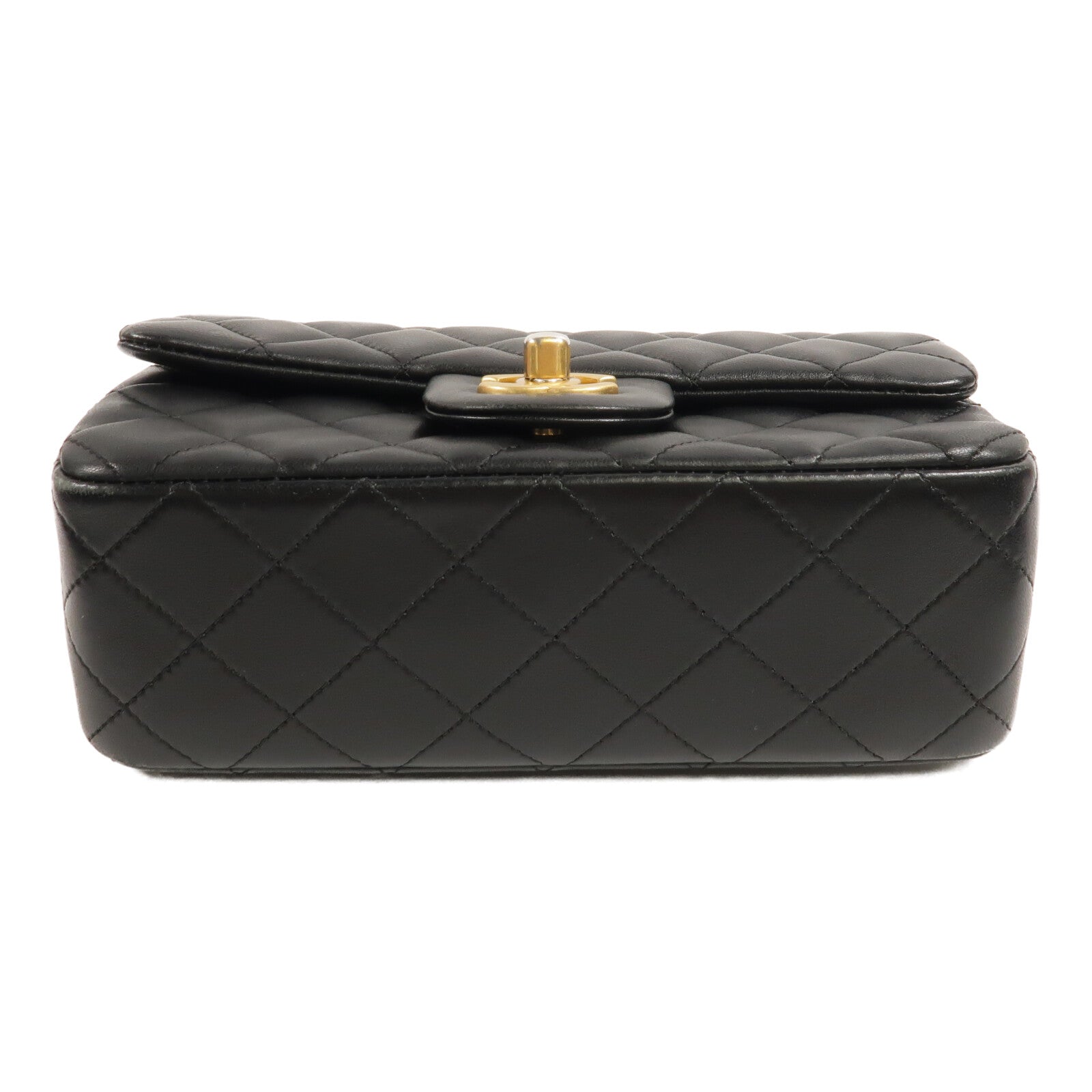 CHANEL 羊皮皮革Mini Classic 20 Gold Ball鏈帶肩背袋