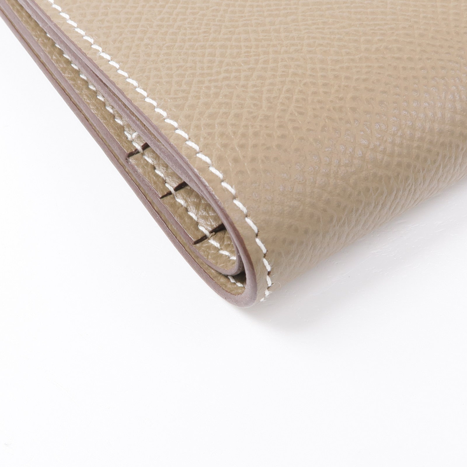 HERMES Epsom皮革Bearn Compact Wallet金扣錢包18 Etoupe