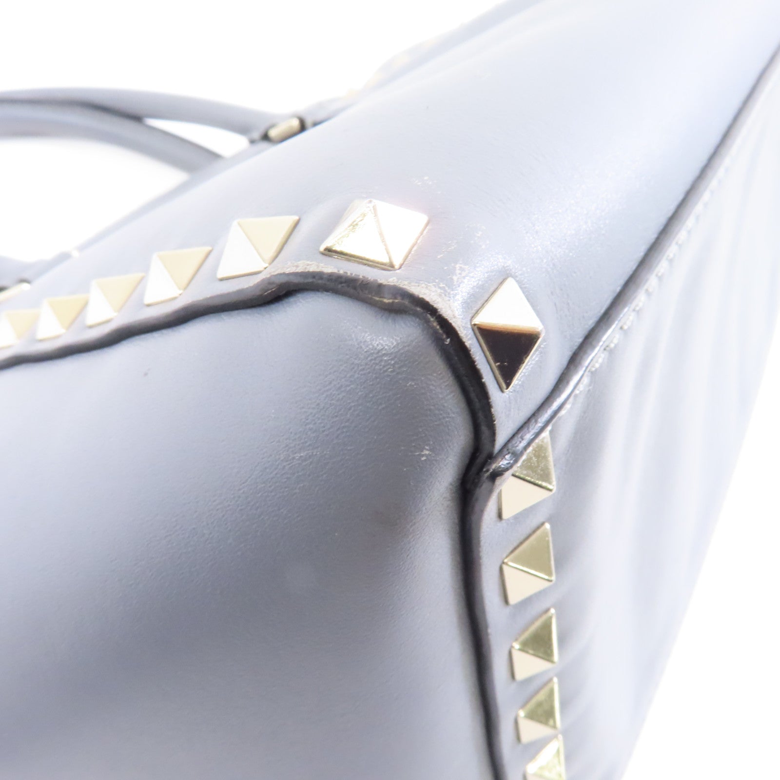 Valentino 【激減優惠】牛皮皮革Rockstud 2way Tote Bag金扣手挽肩背兩用袋灰色