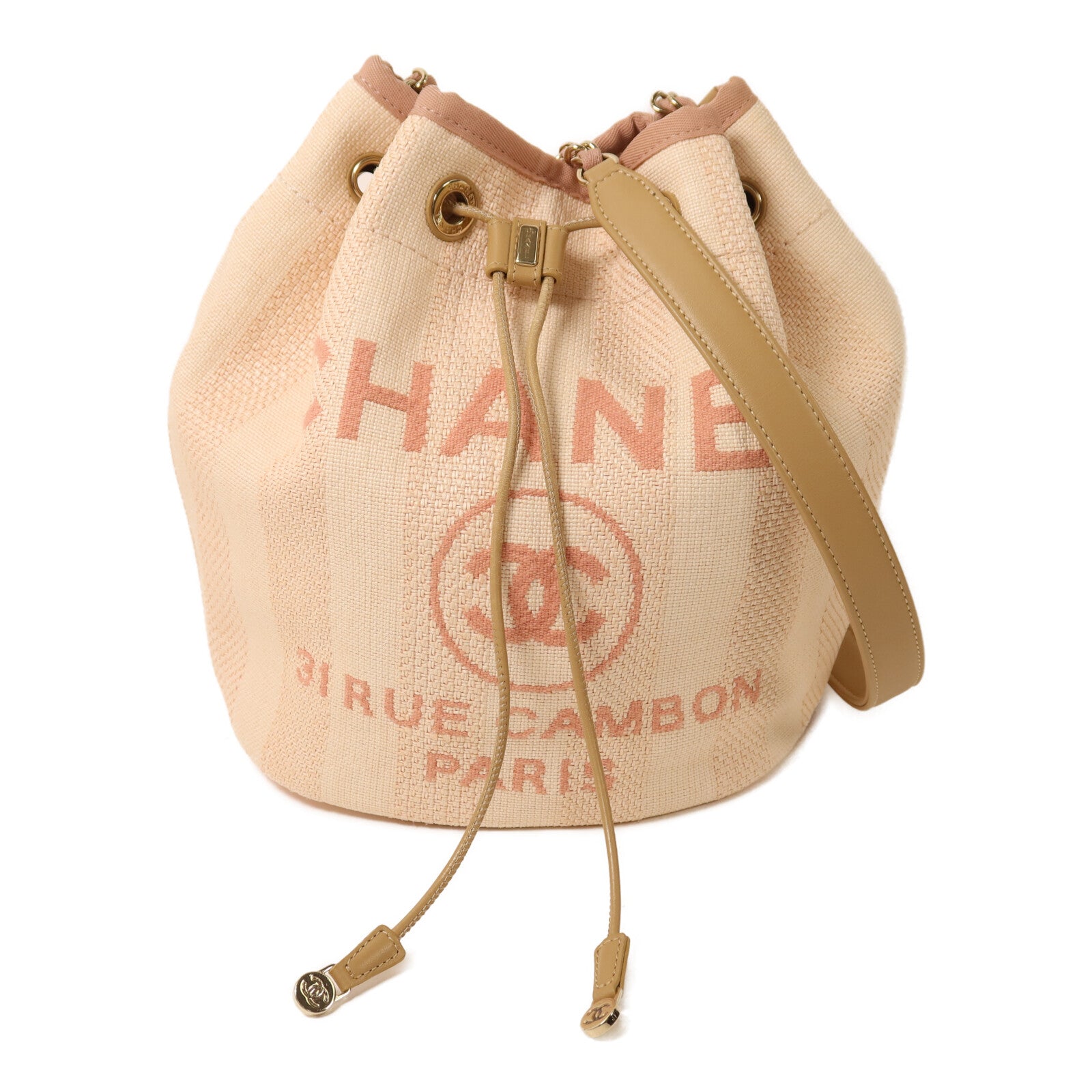 CHANEL 帆布Bucket Shoulder Bag鏈帶肩背袋