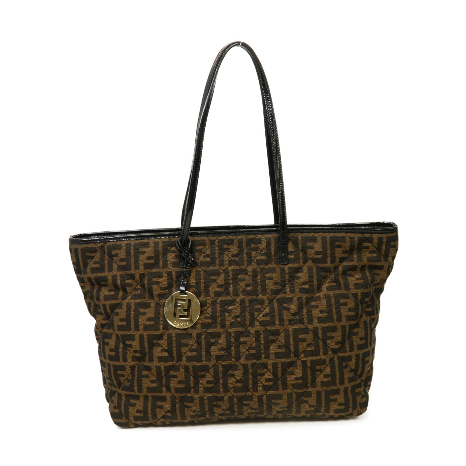 FENDI 帆布Tote Bag金扣手挽袋棕色