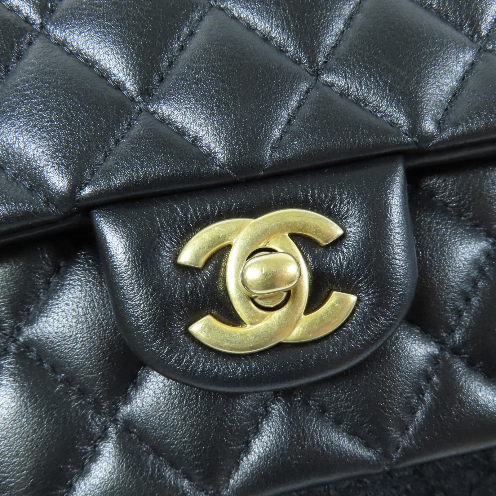 CHANEL 羊皮皮革/粗花呢2 Way Shoulder金扣手挽肩背兩用袋