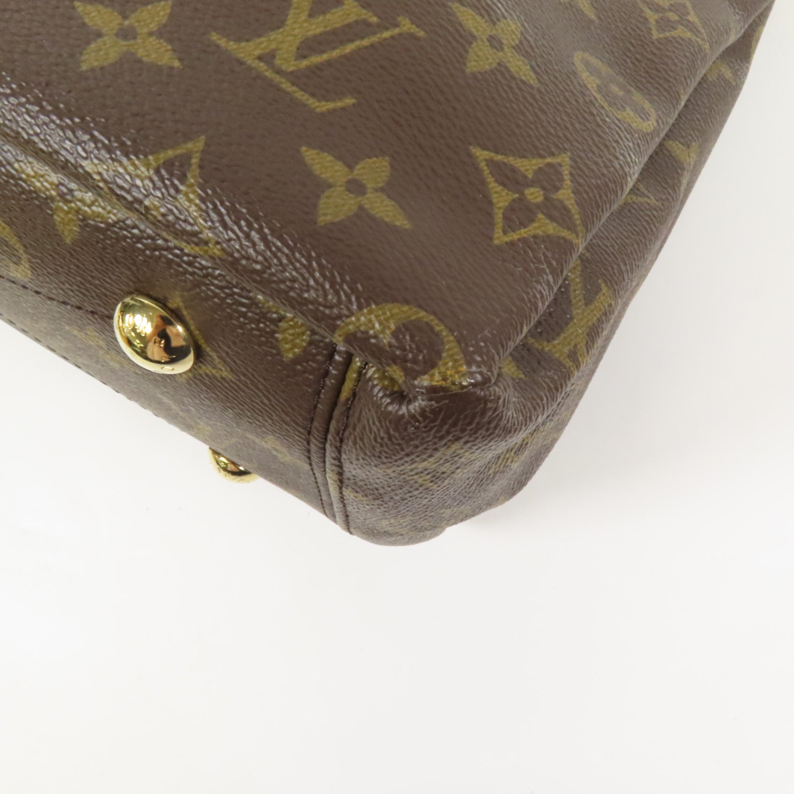 LOUIS VUITTON Monogram Pallas金扣手挽肩背兩用袋棕色/紅色