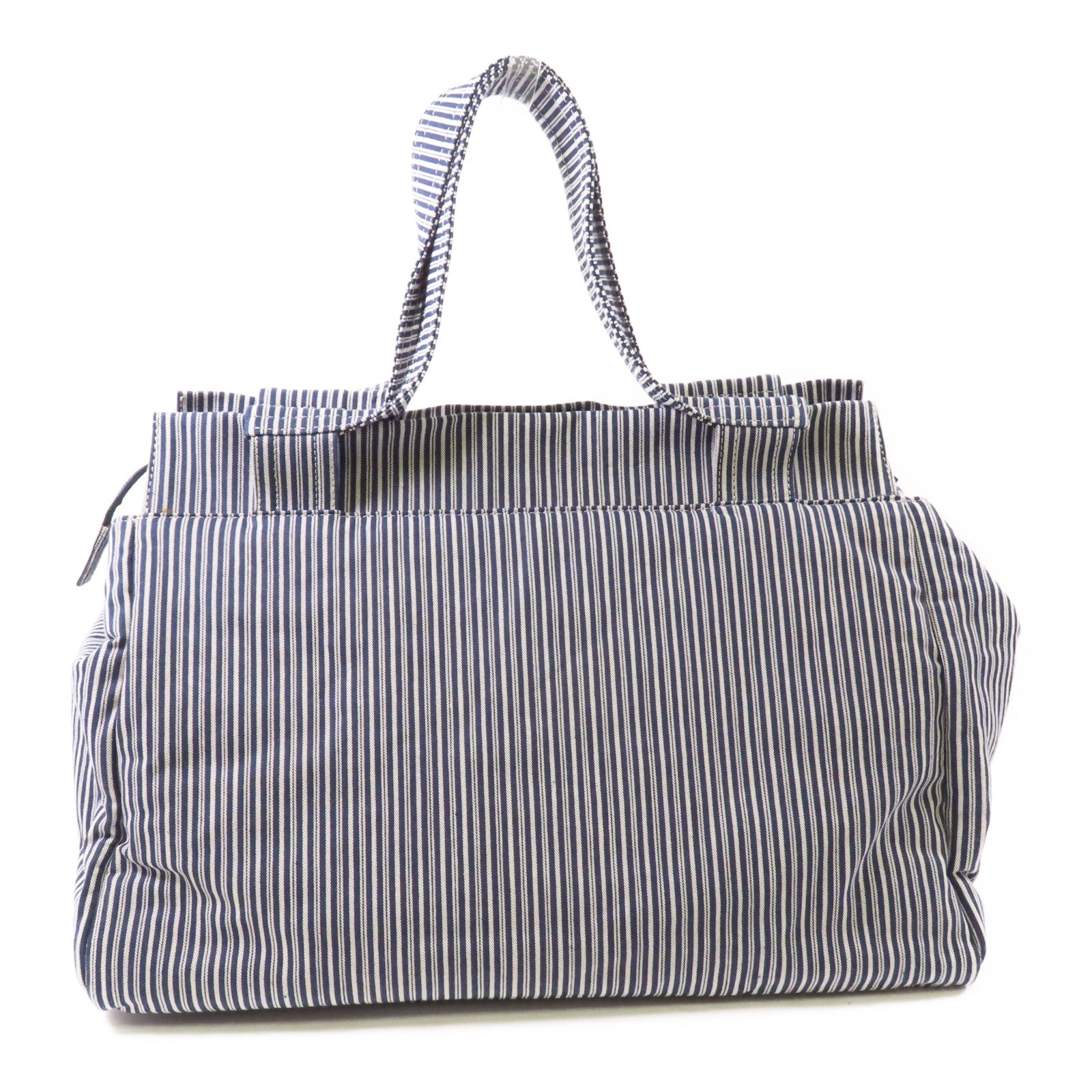 CHANEL 帆布CC Striped Tote Bag銀扣手挽袋