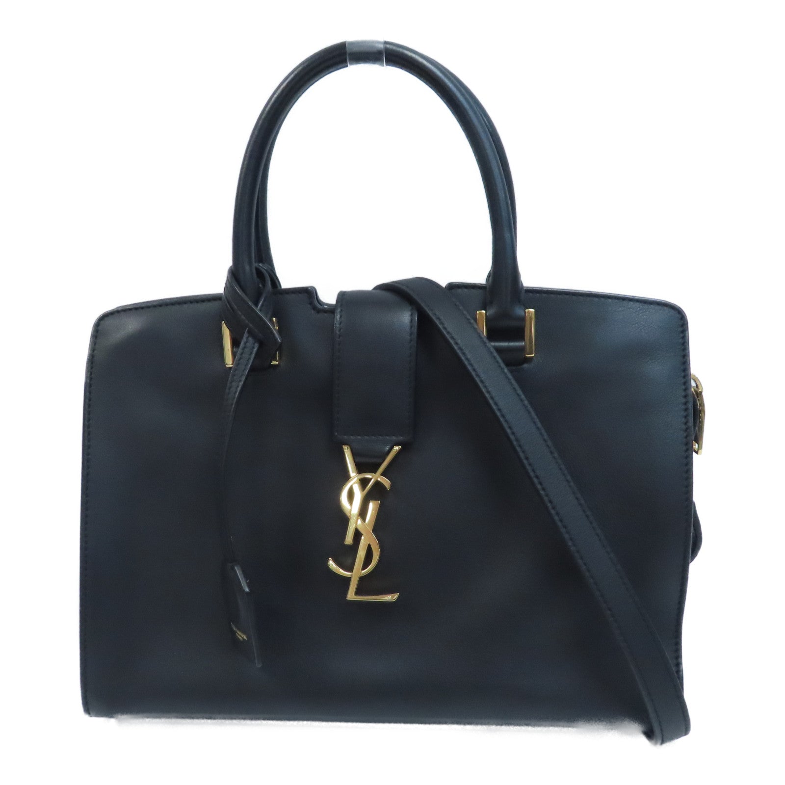 SAINT LAURENT 牛皮皮革2 Way Shoulder金扣手挽肩背兩用袋黑色