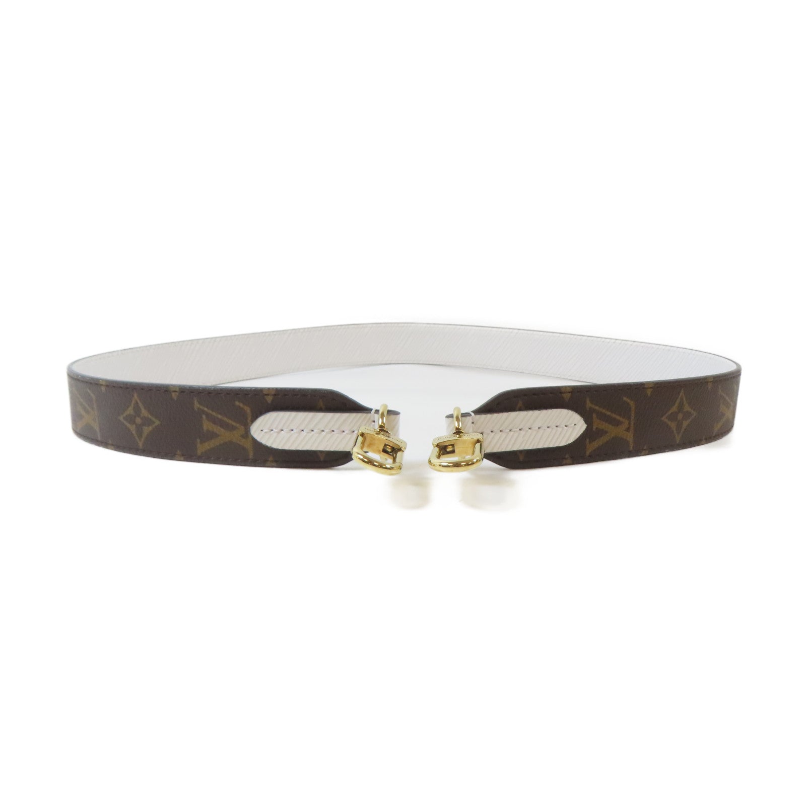 LOUIS VUITTON Monogram Shoulder Strap金扣肩帶啡色/白色