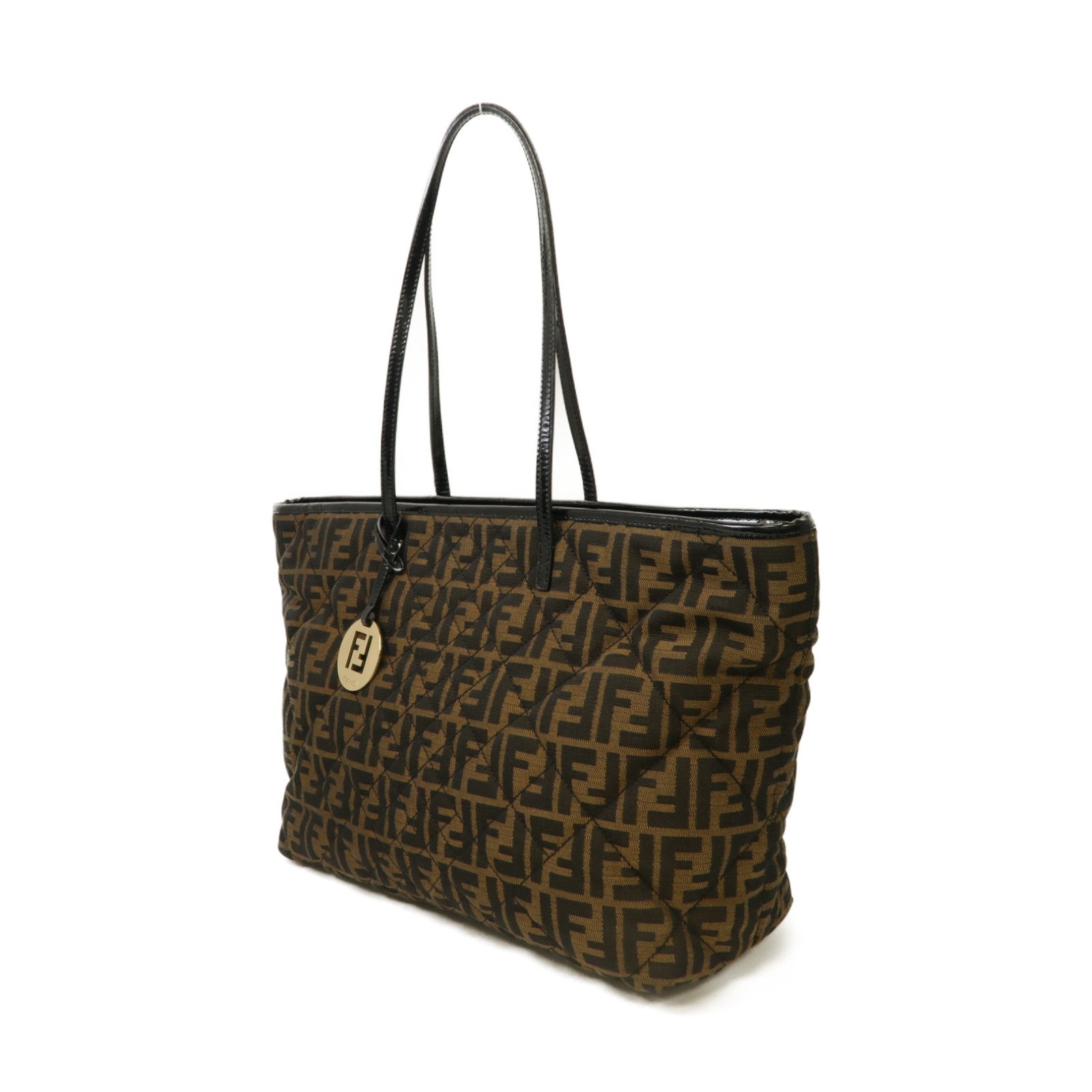 FENDI 帆布Tote Bag金扣手挽袋棕色