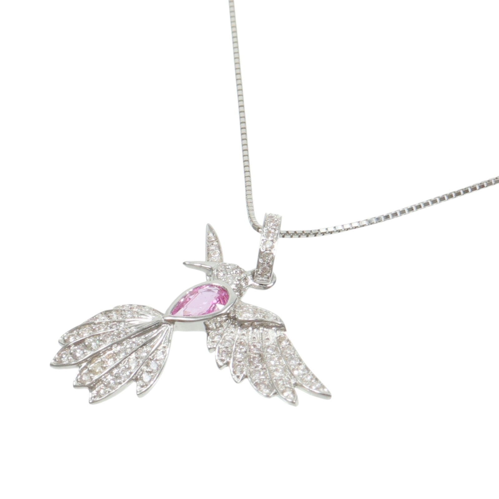 JEWELRY 18K白金Sapphire Diamond Necklace粉紅藍寶石/鑽石項鍊