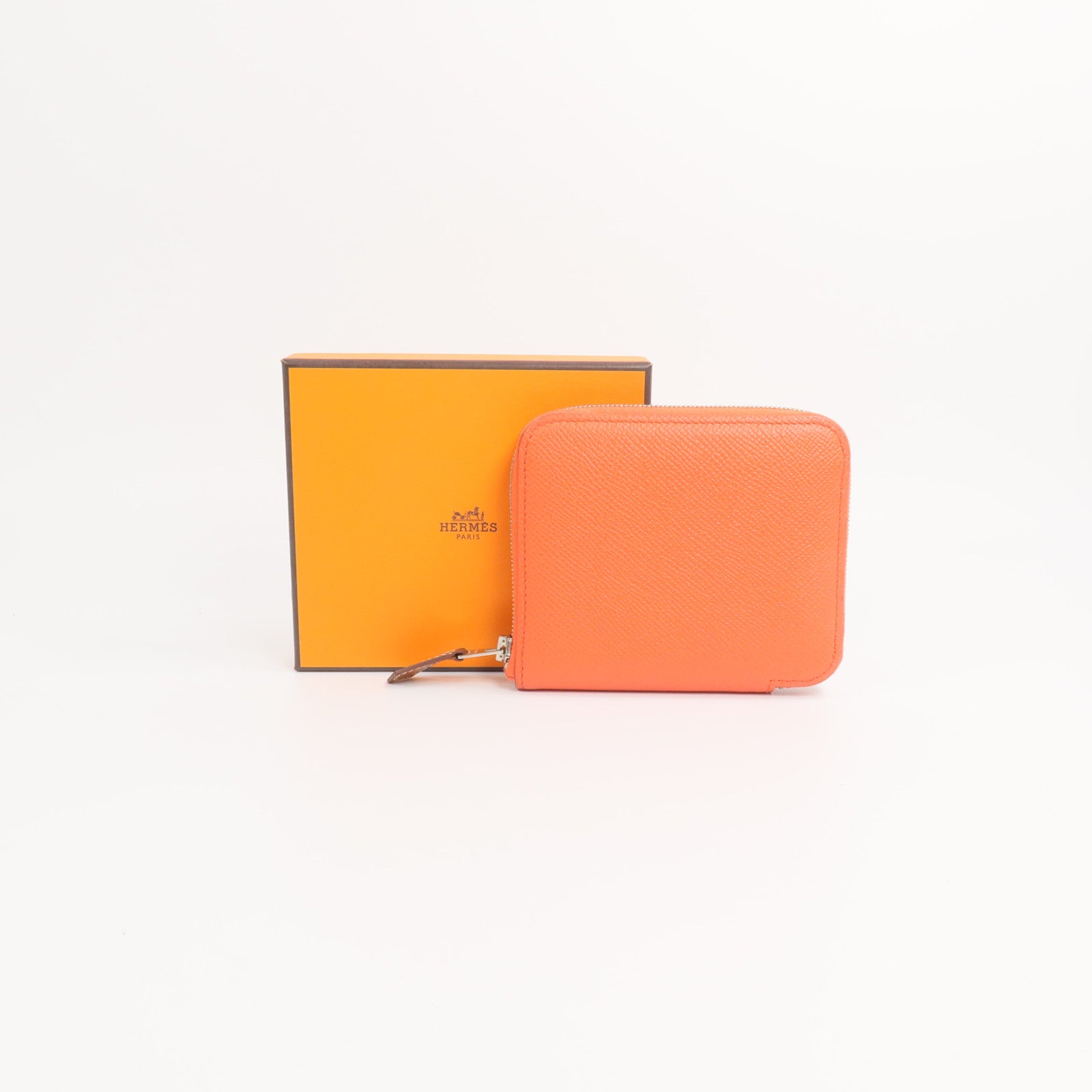 HERMES Epsom皮革Silk'In Compact Wallet錢包Capucine