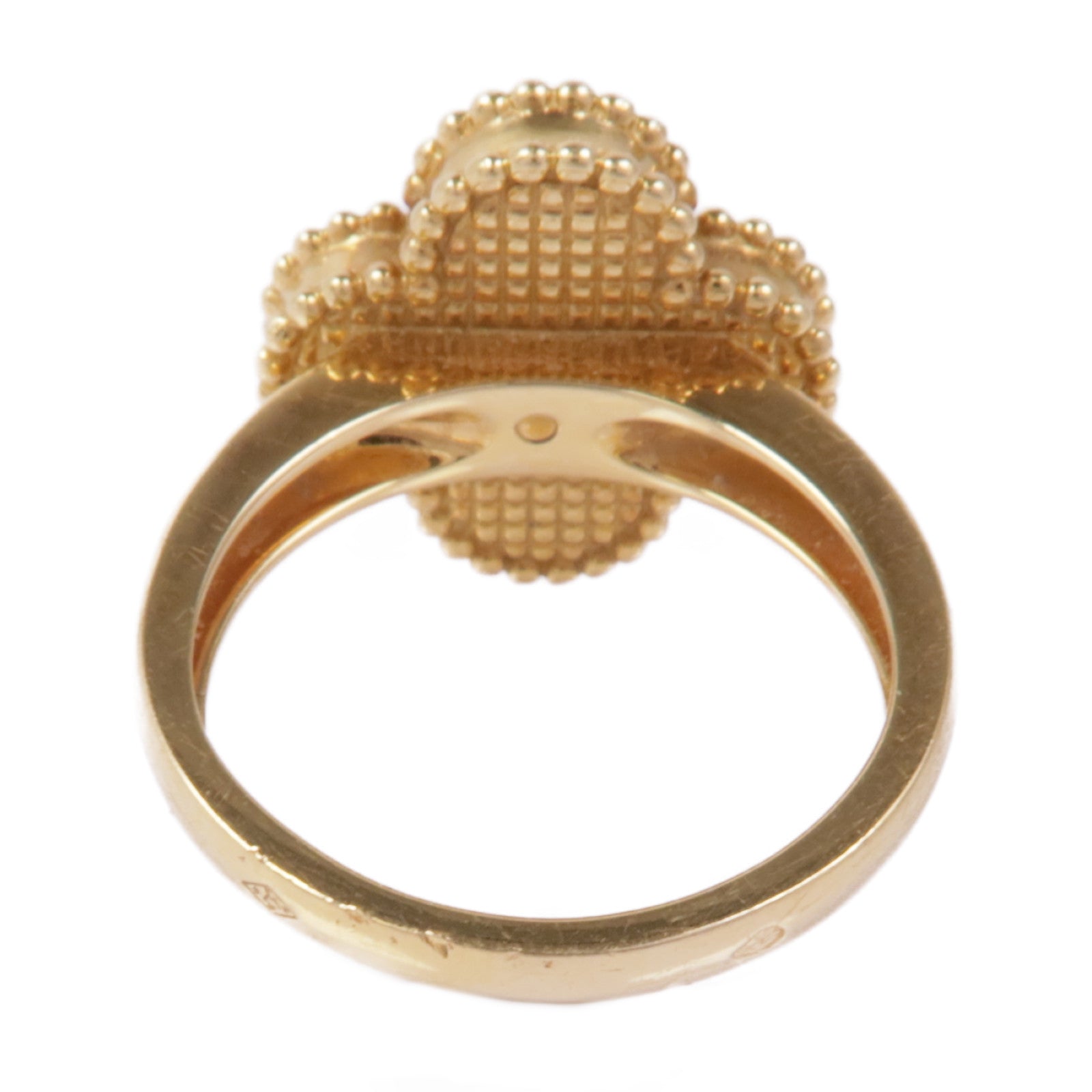 Van Cleef & Arpels 18K黃金Vintage Alhambra Ring縞瑪瑙/鑽石戒指#49/US#5
