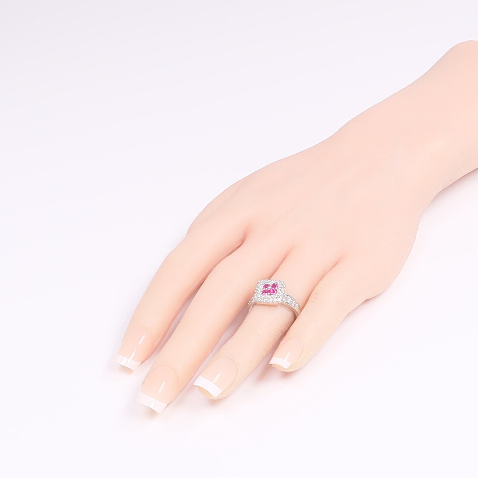JEWELRY 【激減優惠】PT900鉑金Ruby Diamond Ring紅寶石/鑽石戒指US#5.75