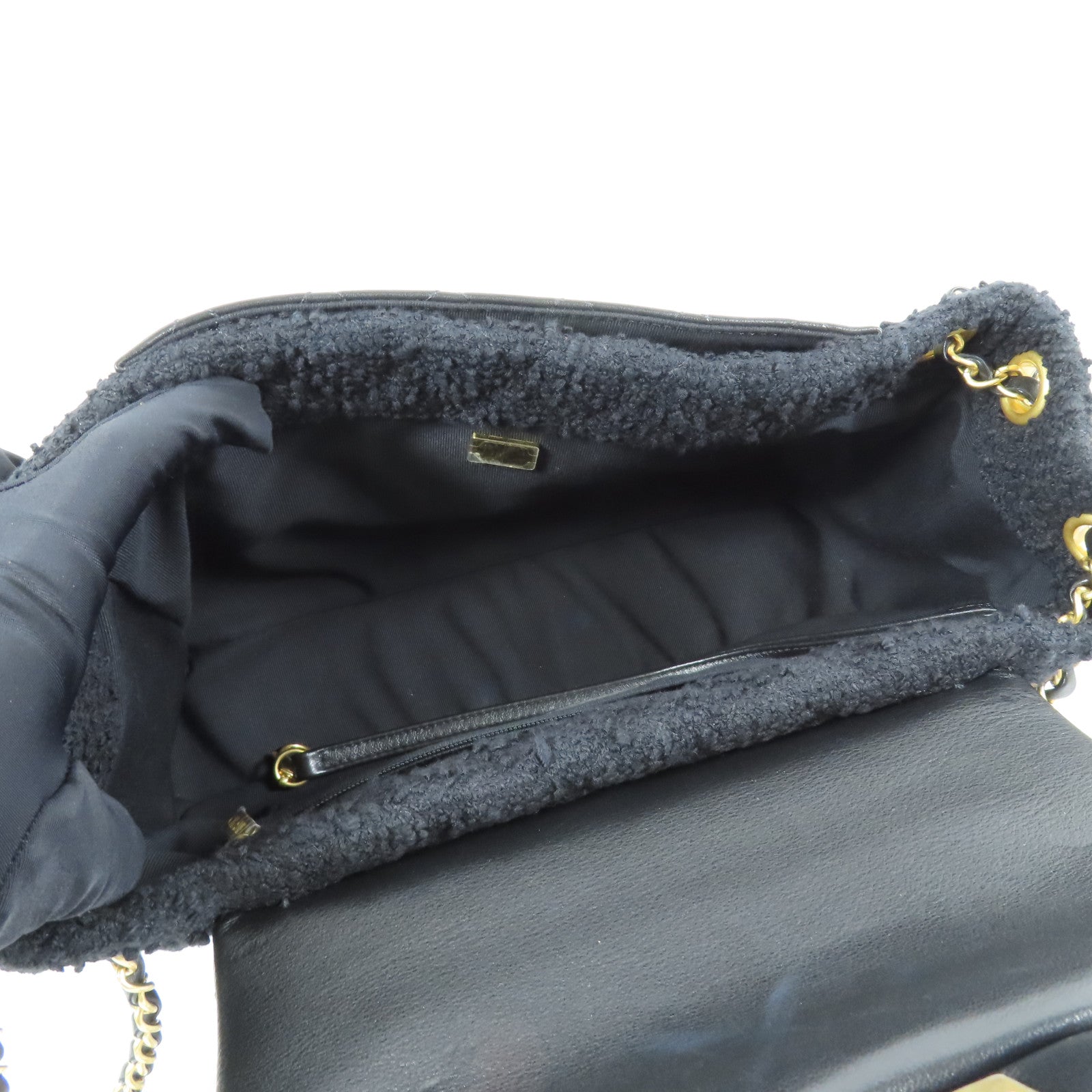 CHANEL 羊皮皮革/粗花呢2 Way Shoulder金扣手挽肩背兩用袋