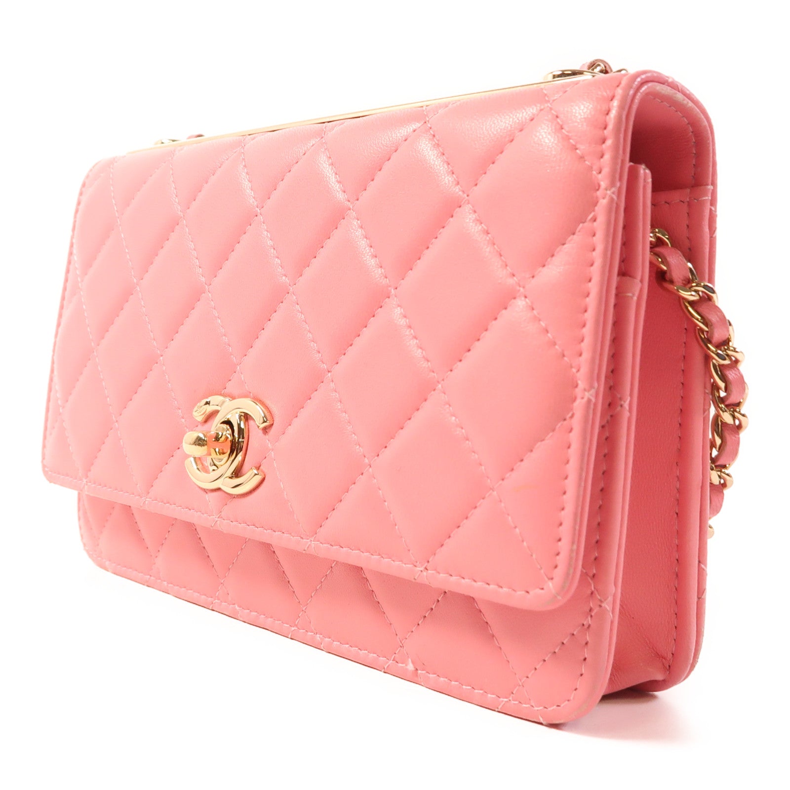 CHANEL 羊皮皮革WOC Wallet On Chain金扣鏈帶肩背袋