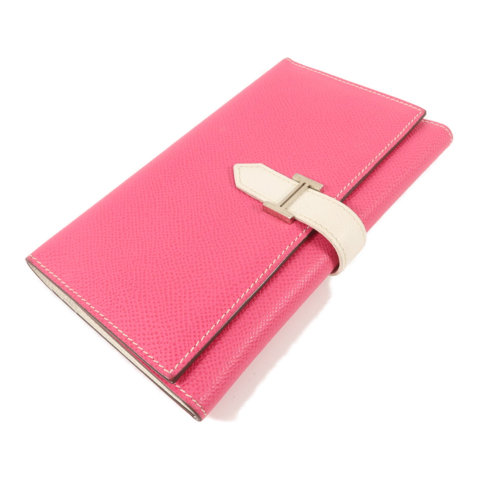 HERMES Epsom皮革Bearn Souffle Wallet長錢包Rose Tyrien/Craie