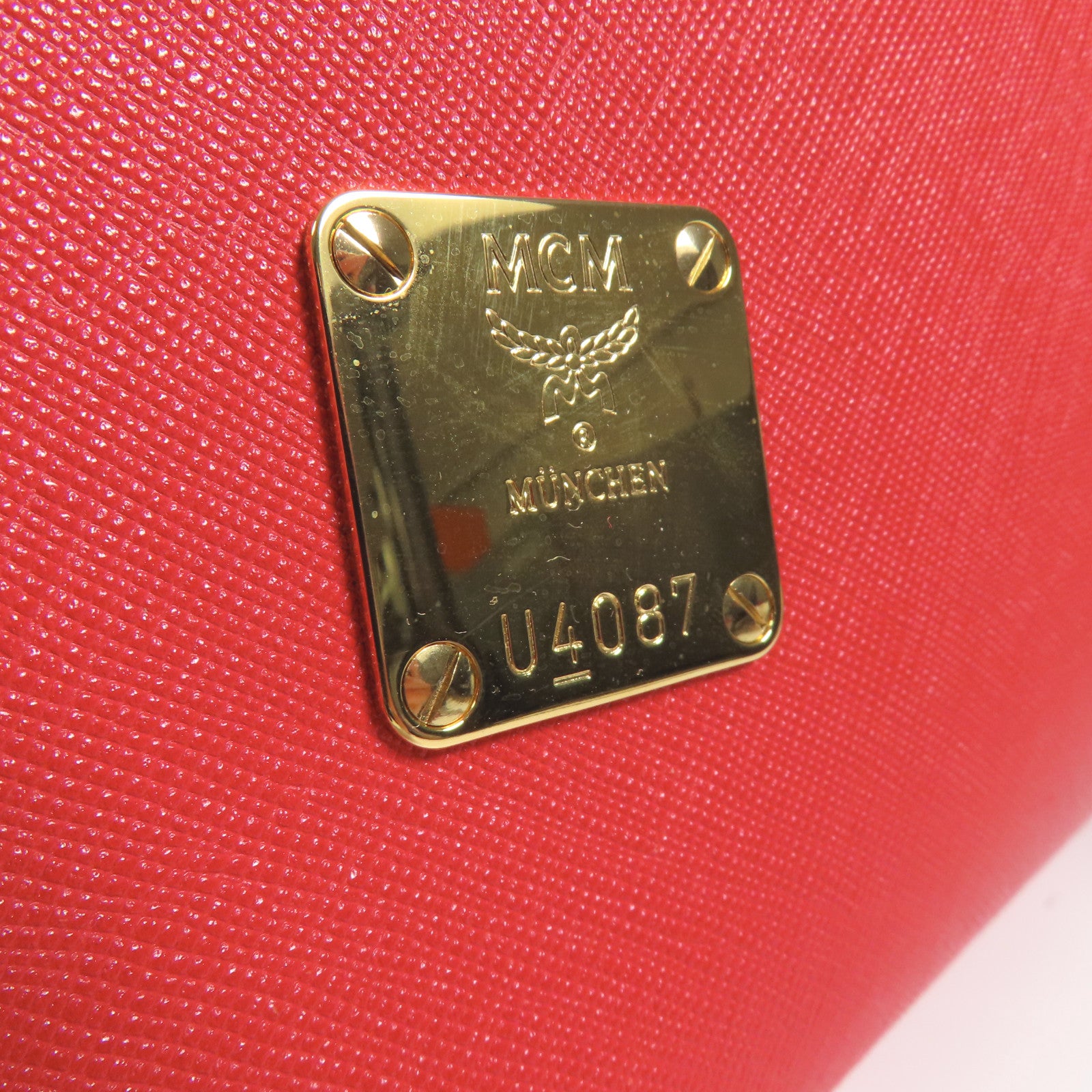 MCM 牛皮皮革Boston Bag金扣手挽袋