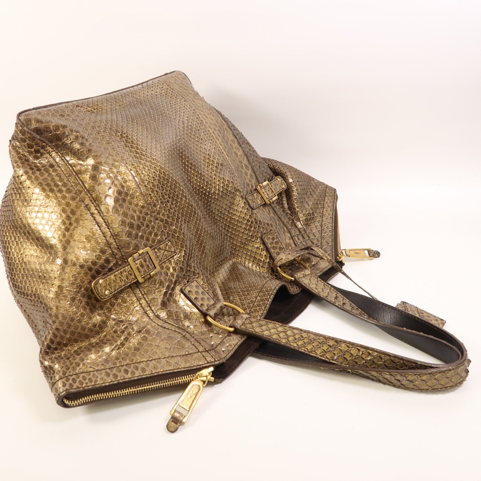 SAINT LAURENT 蛇皮皮革Shoulder Bag金扣肩背袋