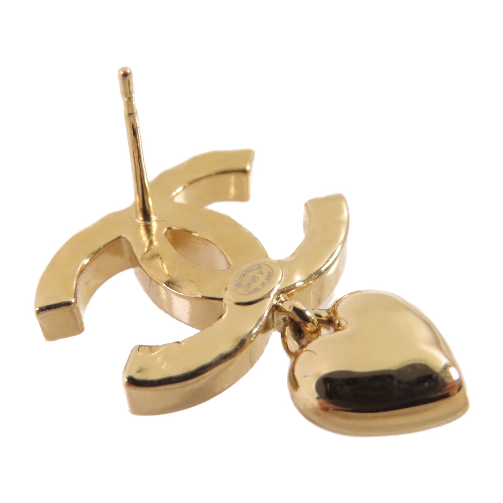 CHANEL 金屬/水晶玻璃CC Earrings耳環金色