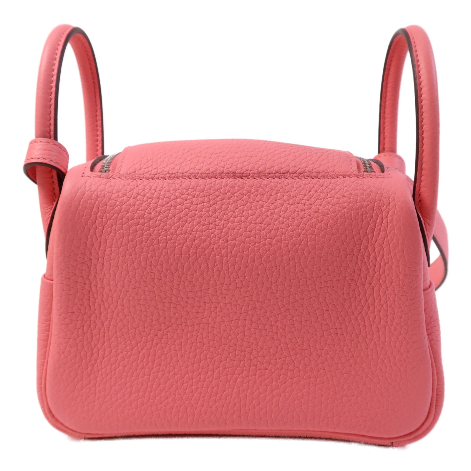 HERMES Clemence皮革Mini Lindy金扣手挽肩背兩用袋Rose Azalee