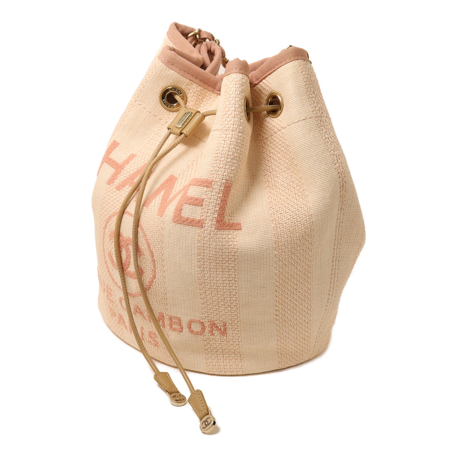 CHANEL 帆布Bucket Shoulder Bag鏈帶肩背袋