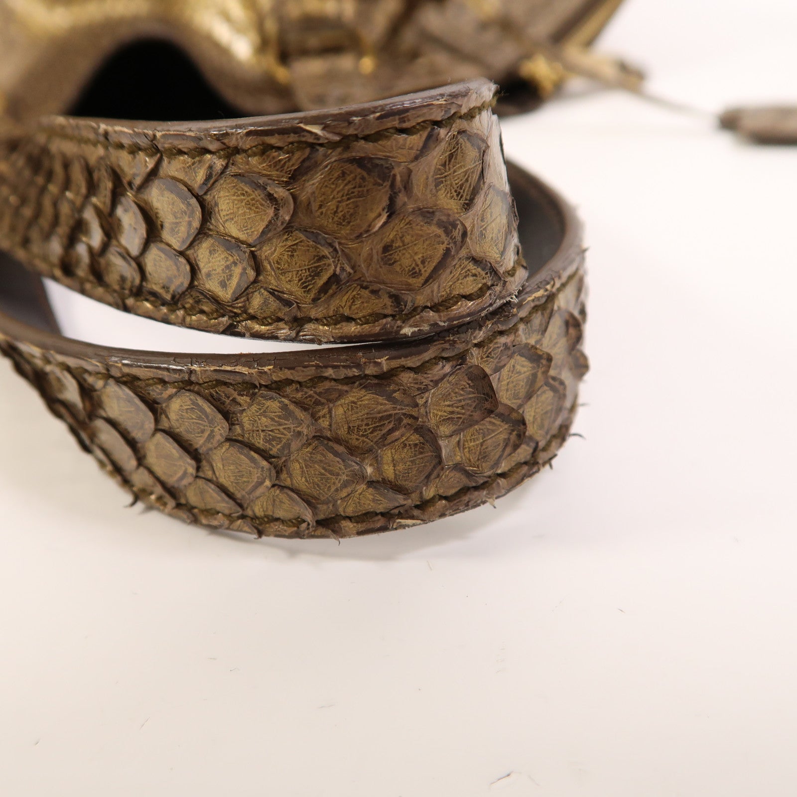 SAINT LAURENT 蛇皮皮革Shoulder Bag金扣肩背袋