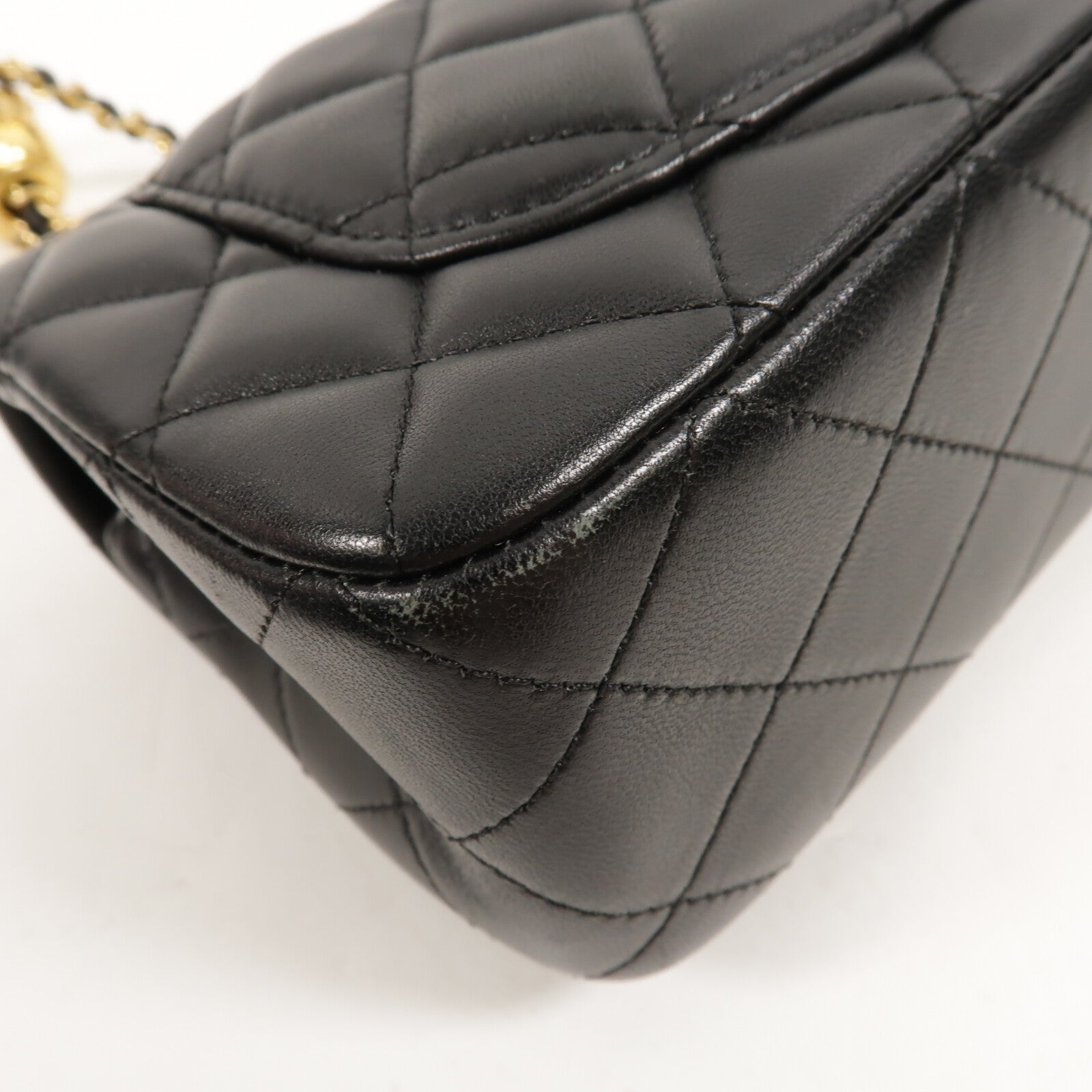 CHANEL 羊皮皮革Mini Classic 20 Gold Ball鏈帶肩背袋