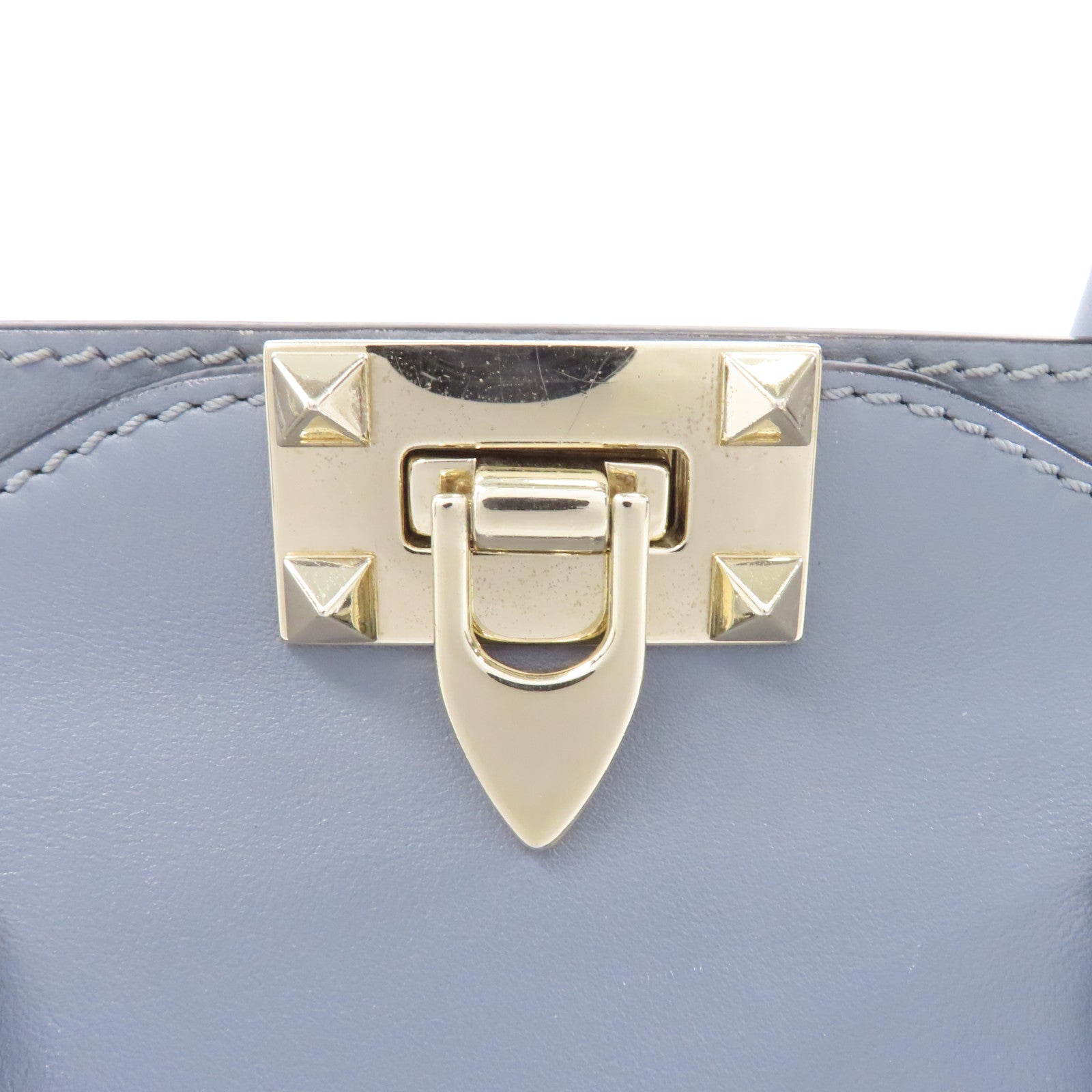 Valentino 【激減優惠】牛皮皮革Rockstud 2way Tote Bag金扣手挽肩背兩用袋灰色