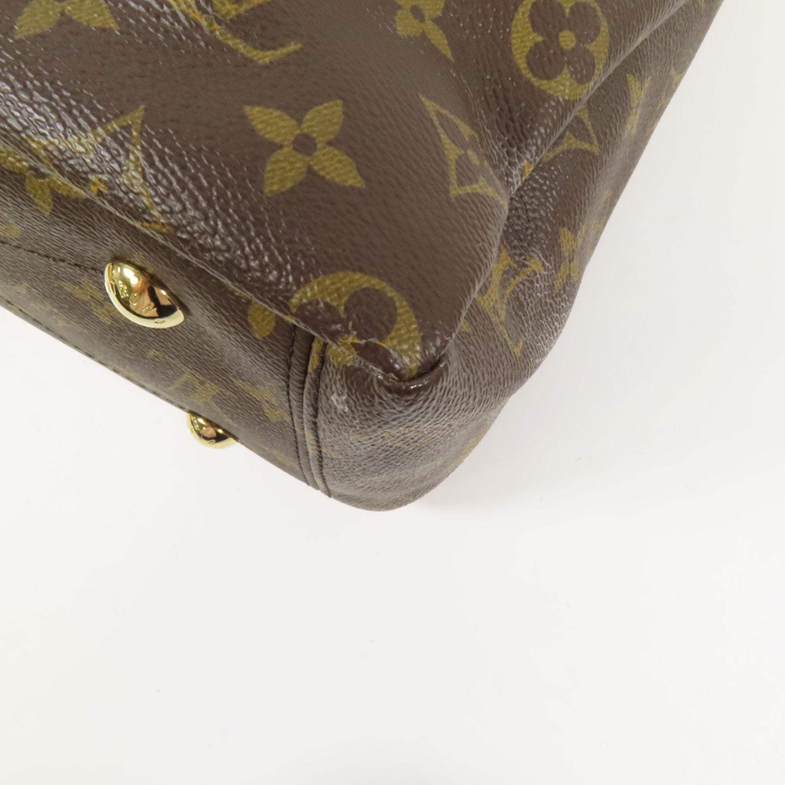 LOUIS VUITTON Monogram Pallas金扣手挽肩背兩用袋棕色/紅色