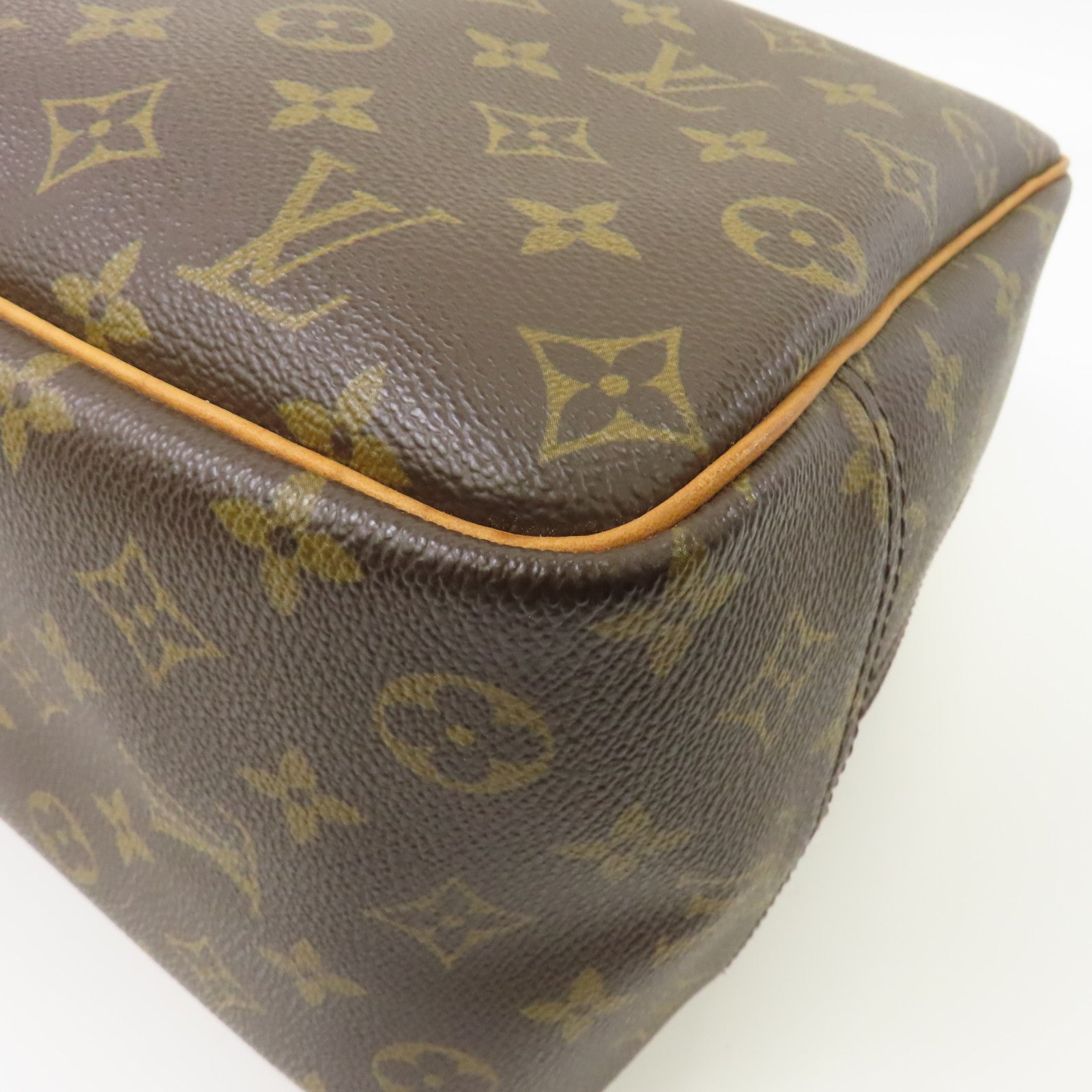 LOUIS VUITTON Monogram Deauville金扣手挽袋棕色