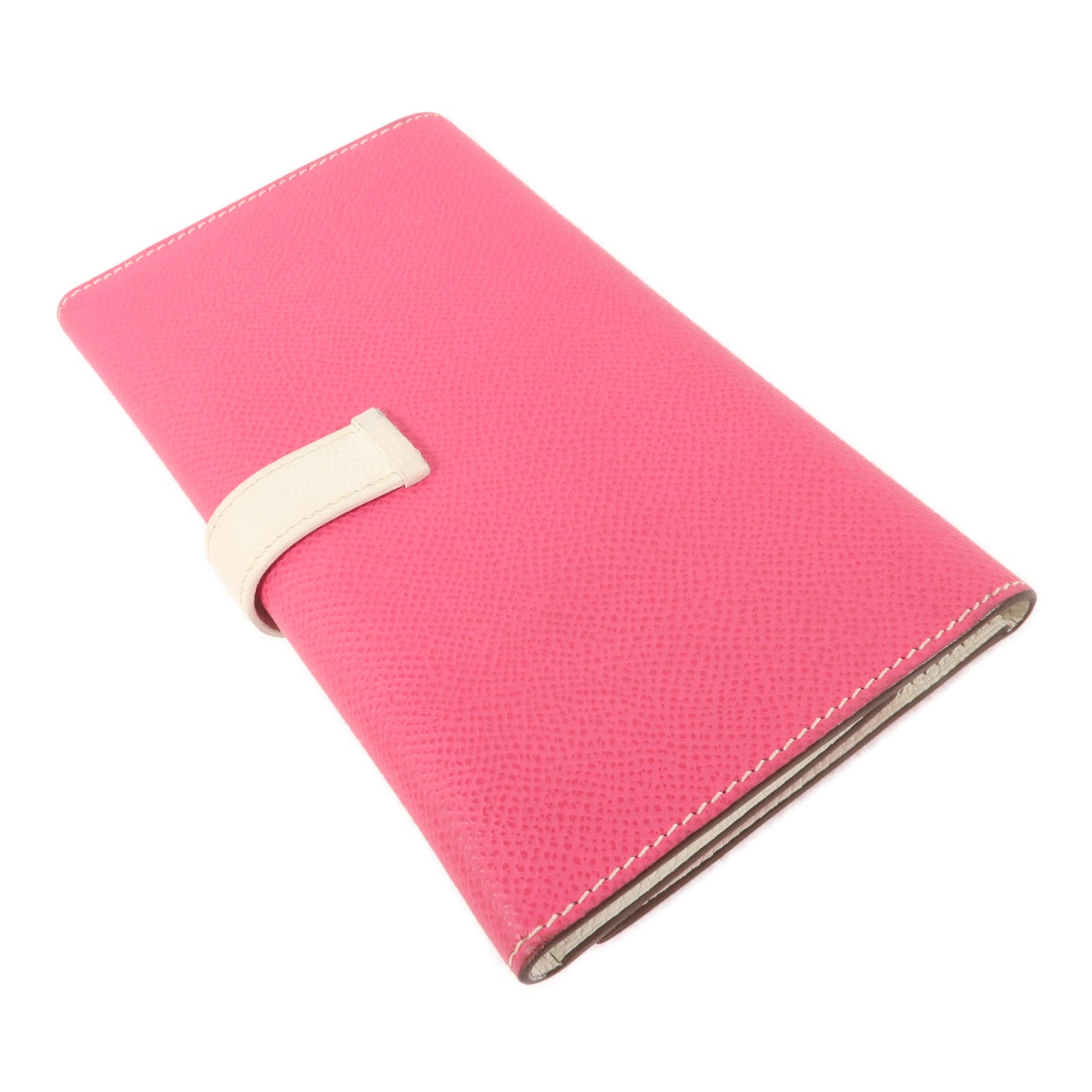 HERMES Epsom皮革Bearn Souffle Wallet長錢包Rose Tyrien/Craie