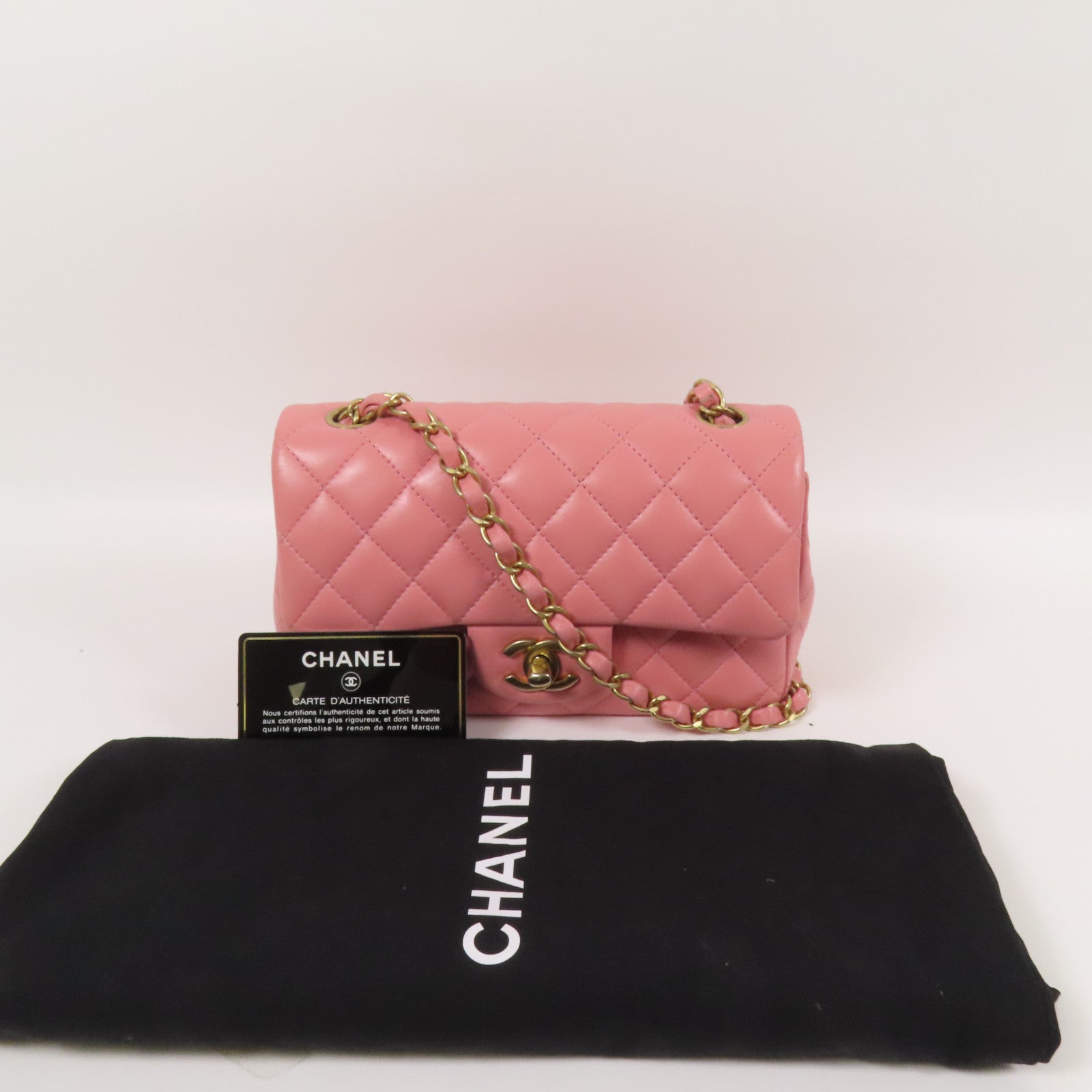 CHANEL 羊皮皮革Classic 20金扣鏈帶肩背袋