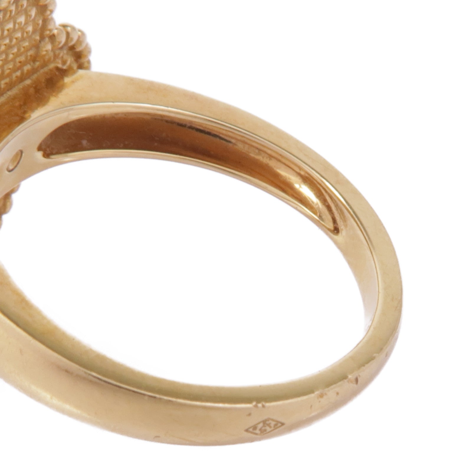 Van Cleef & Arpels 18K黃金Vintage Alhambra Ring縞瑪瑙/鑽石戒指#49/US#5