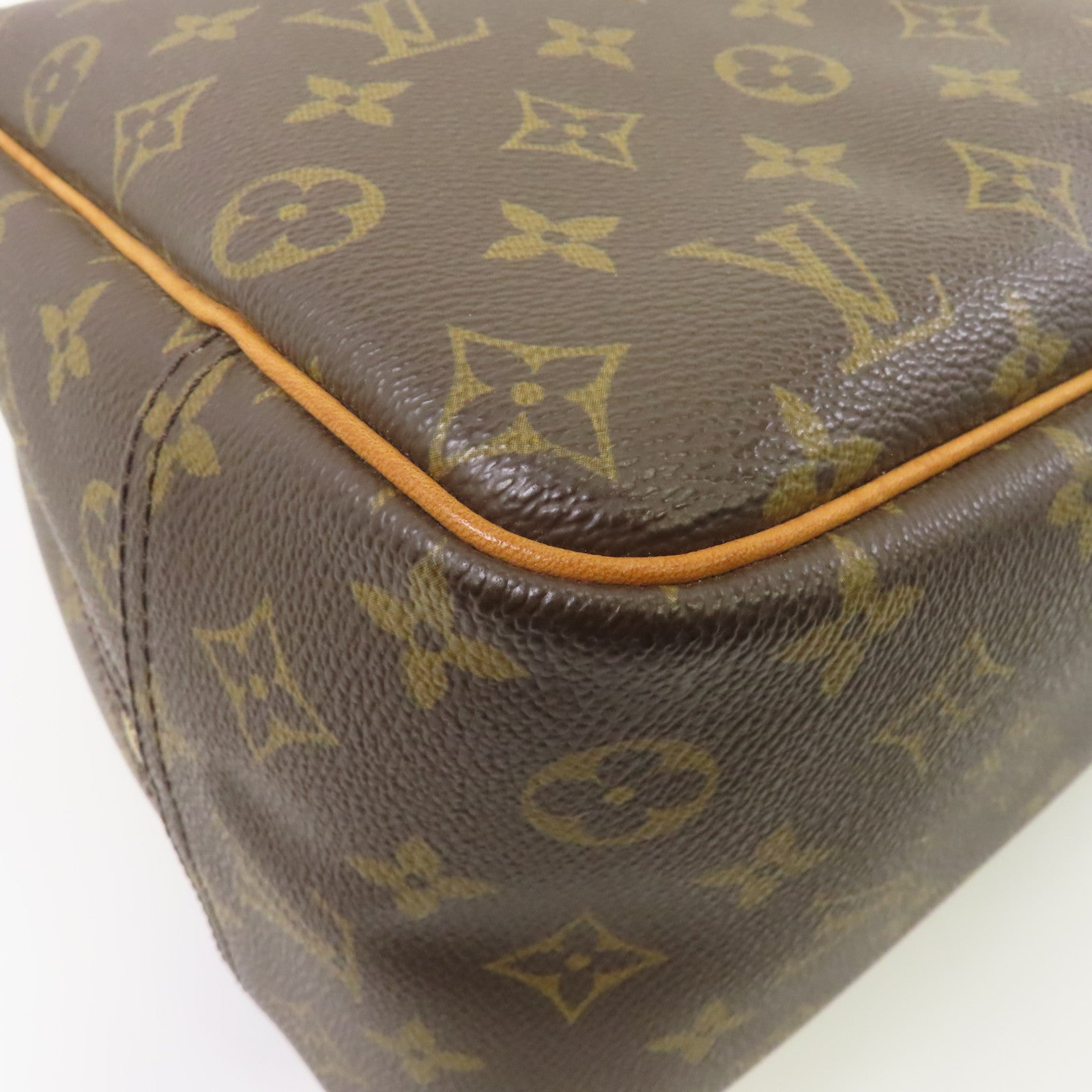 LOUIS VUITTON Monogram Deauville金扣手挽袋棕色