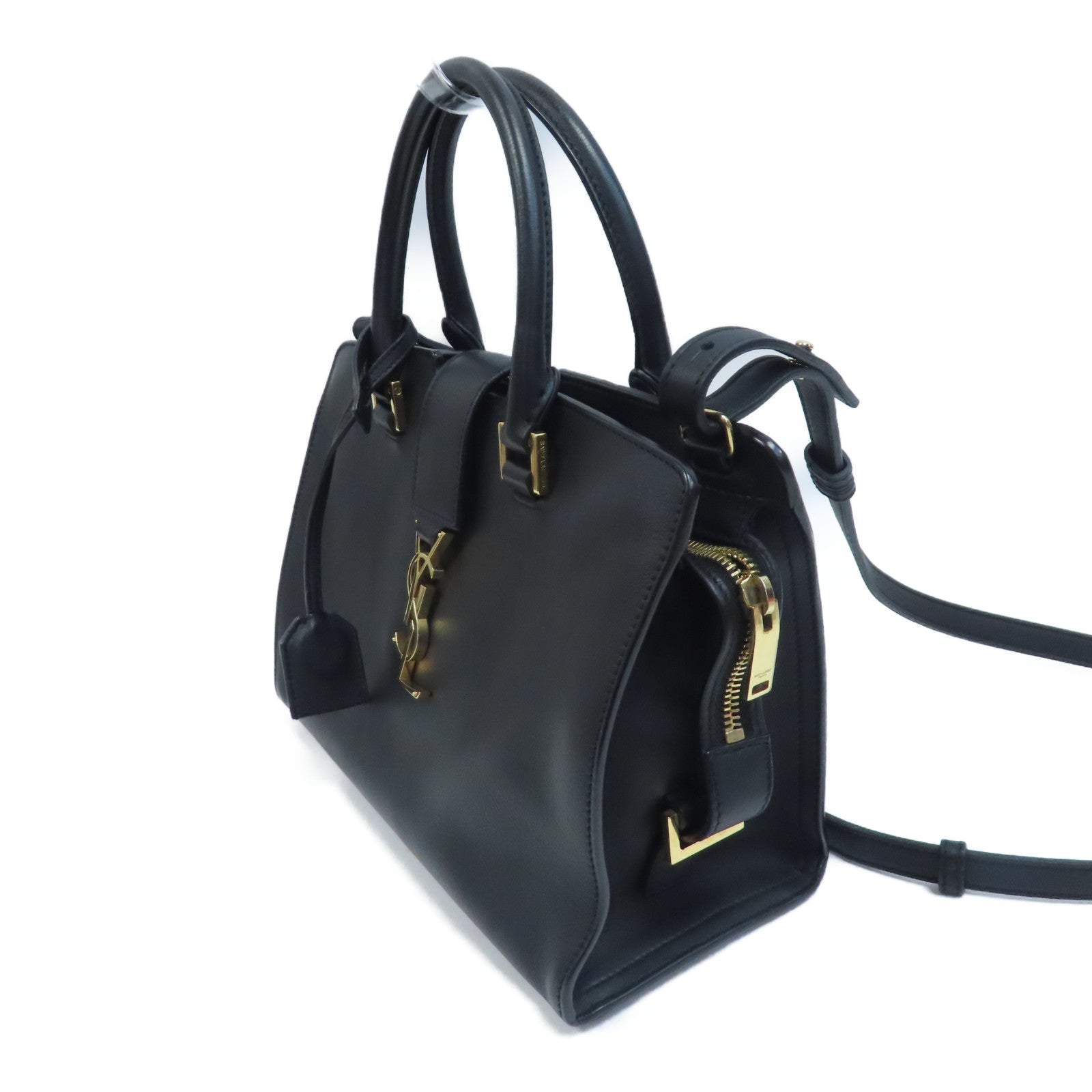 SAINT LAURENT 牛皮皮革2 Way Shoulder金扣手挽肩背兩用袋黑色