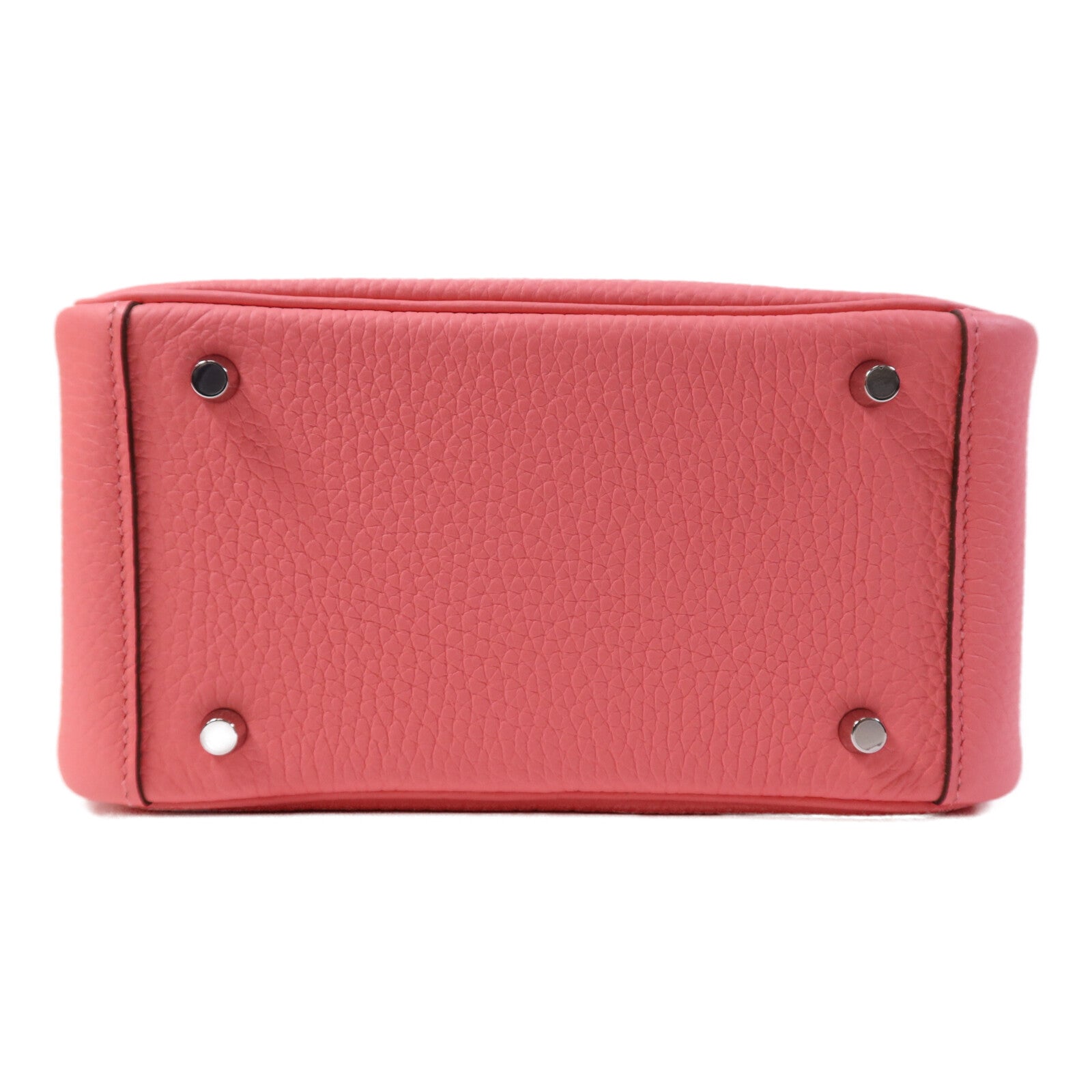 HERMES Clemence皮革Mini Lindy金扣手挽肩背兩用袋Rose Azalee