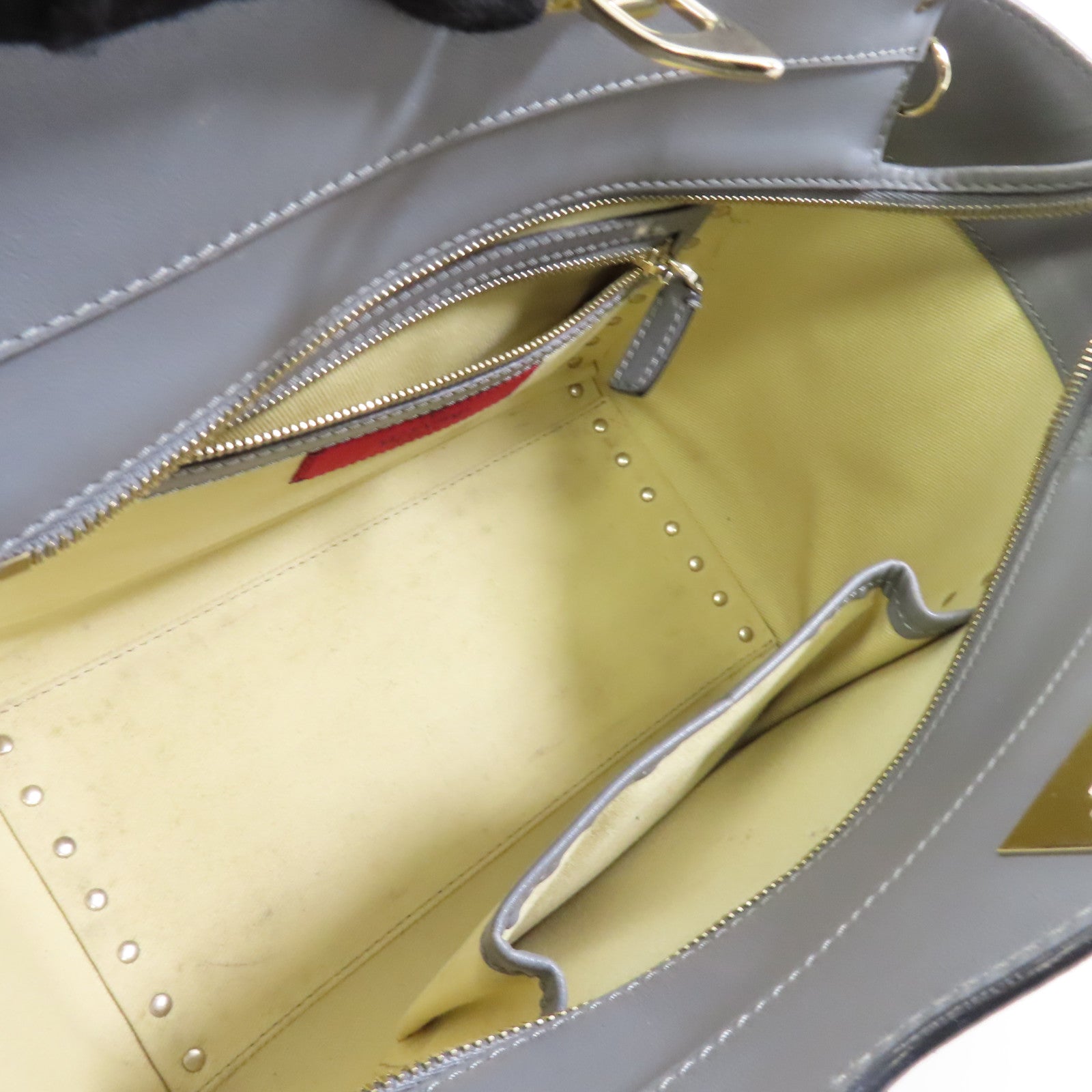 Valentino 【激減優惠】牛皮皮革Rockstud 2way Tote Bag金扣手挽肩背兩用袋灰色