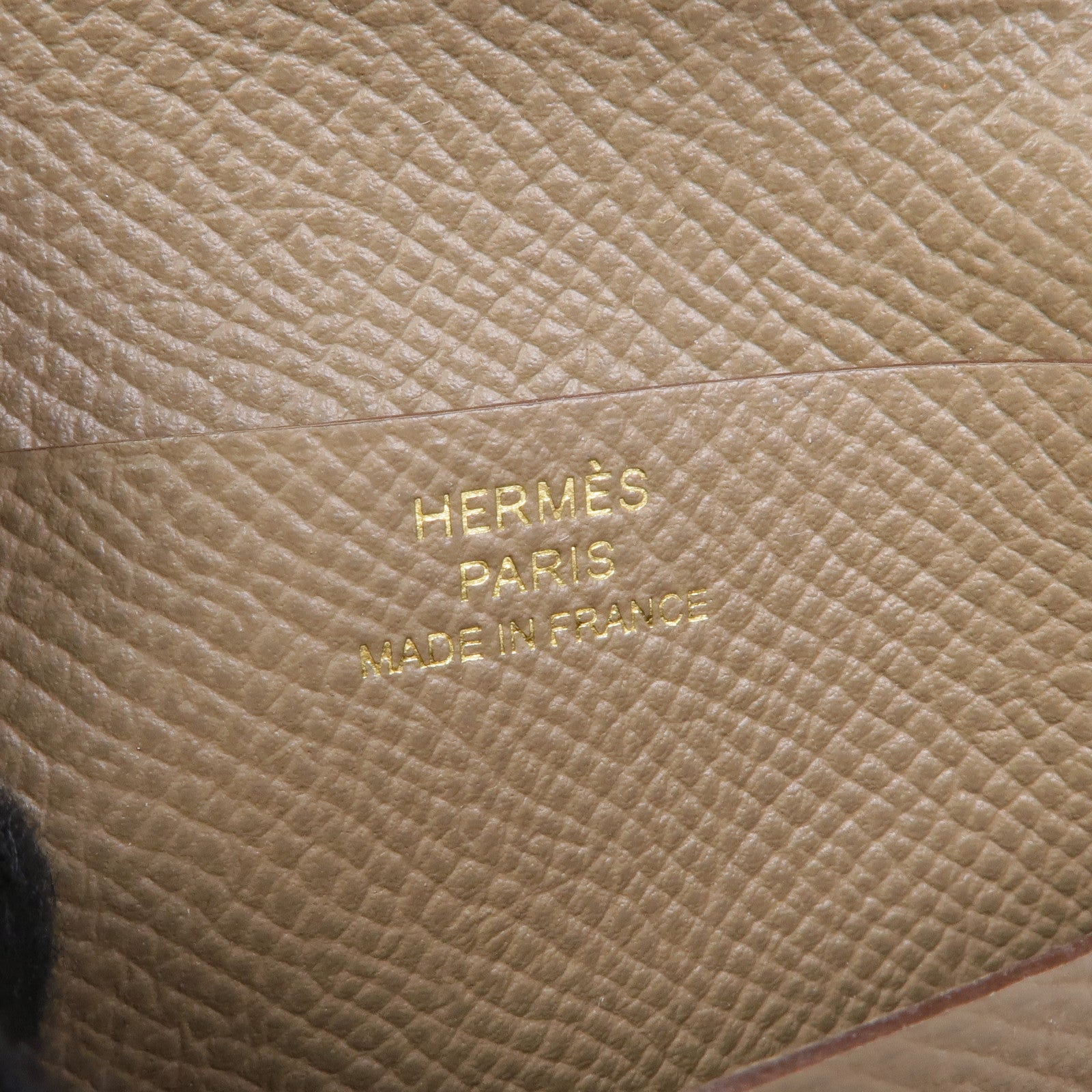 HERMES Epsom皮革Bearn Compact Wallet金扣錢包18 Etoupe