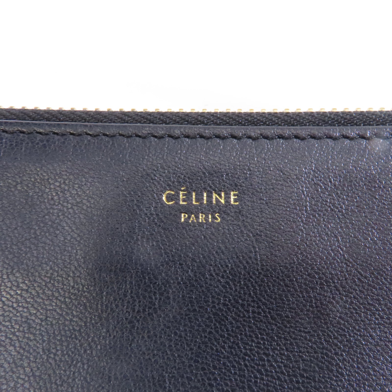 CELINE 皮革Trio金扣肩背袋黑色