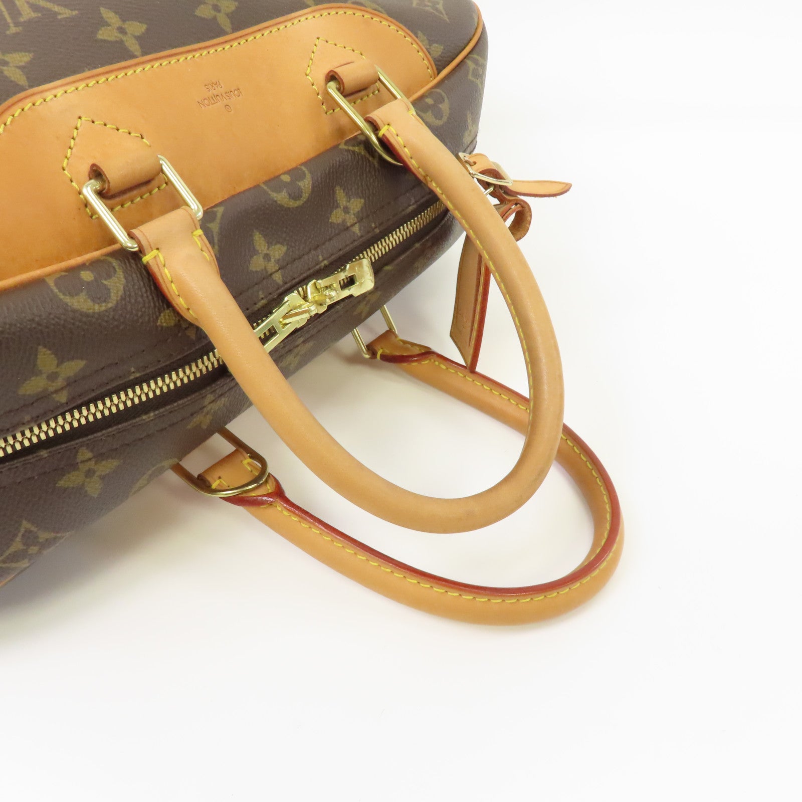 LOUIS VUITTON Monogram Deauville金扣手挽袋棕色
