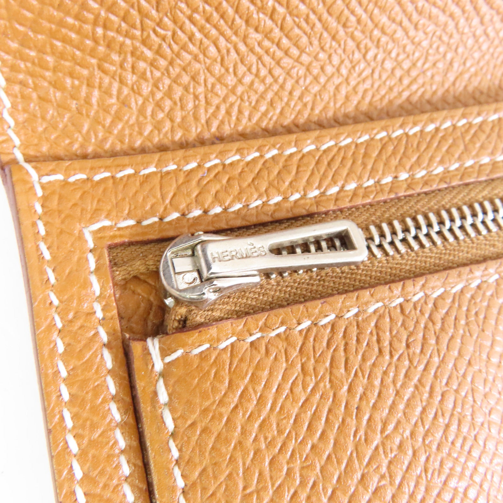 HERMES 【激減優惠】Epsom皮革Bearn Wallet銀扣長錢包Gold/經典駝色