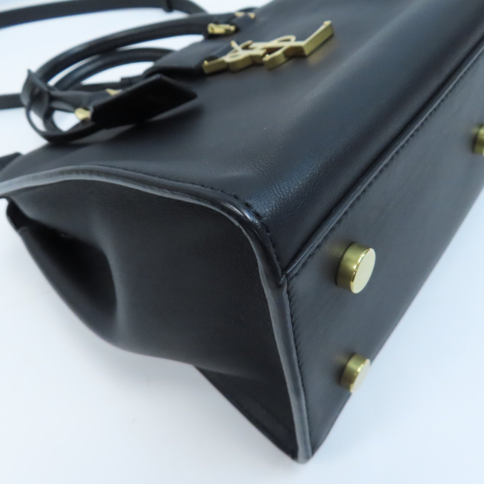 SAINT LAURENT 牛皮皮革2 Way Shoulder金扣手挽肩背兩用袋黑色