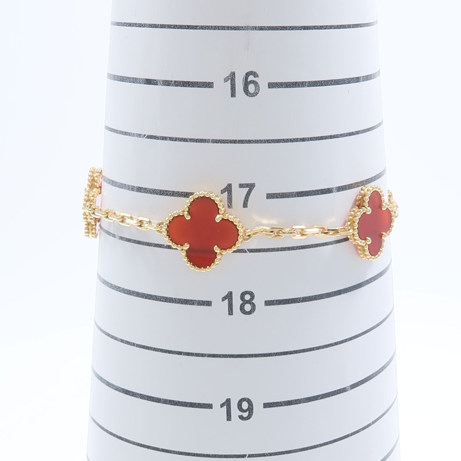 Van Cleef & Arpels 18K黃金Vintages Alhamra Carnelian Bracelets紅玉髓手鏈