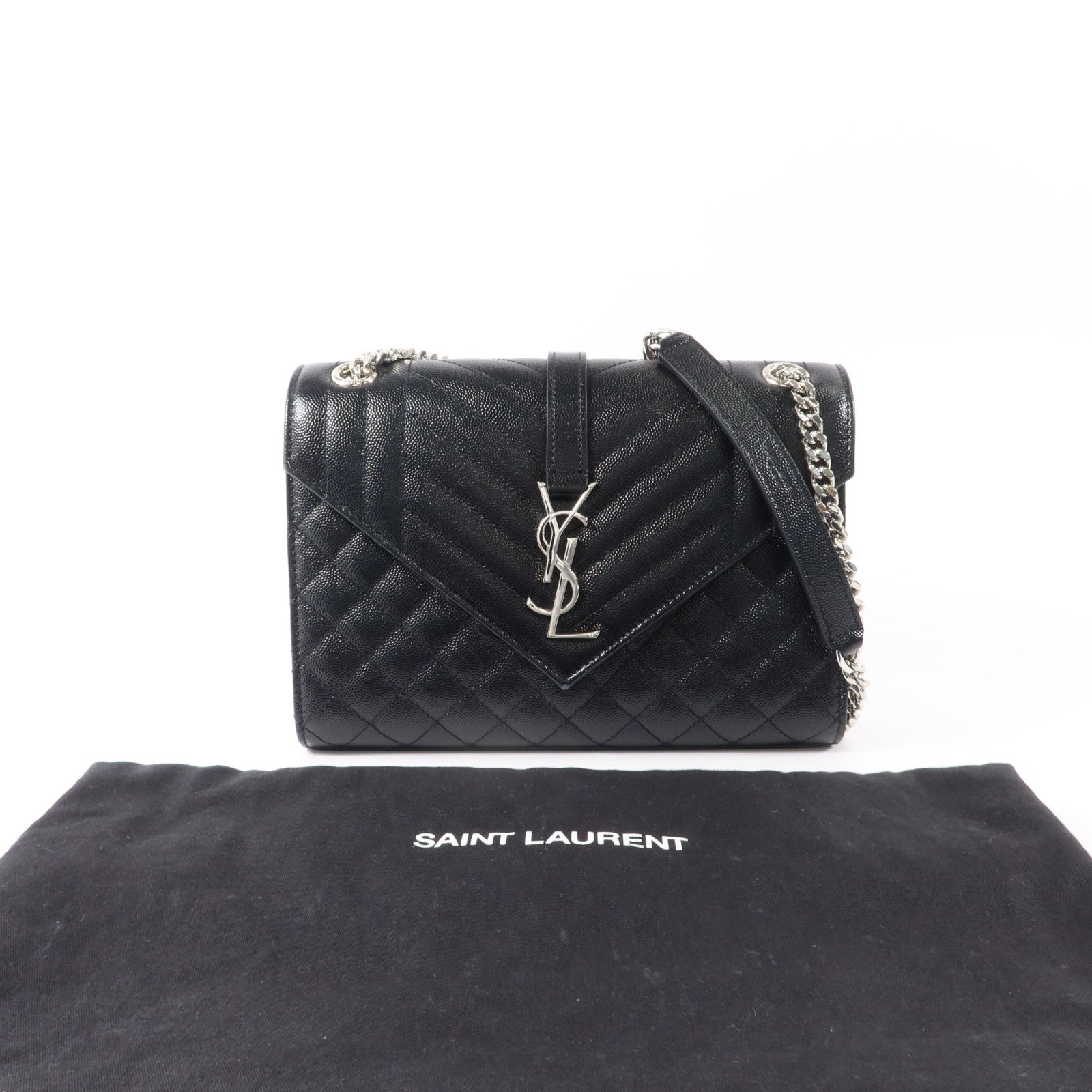 SAINT LAURENT 牛皮皮革Envelope Medium鏈帶肩背袋