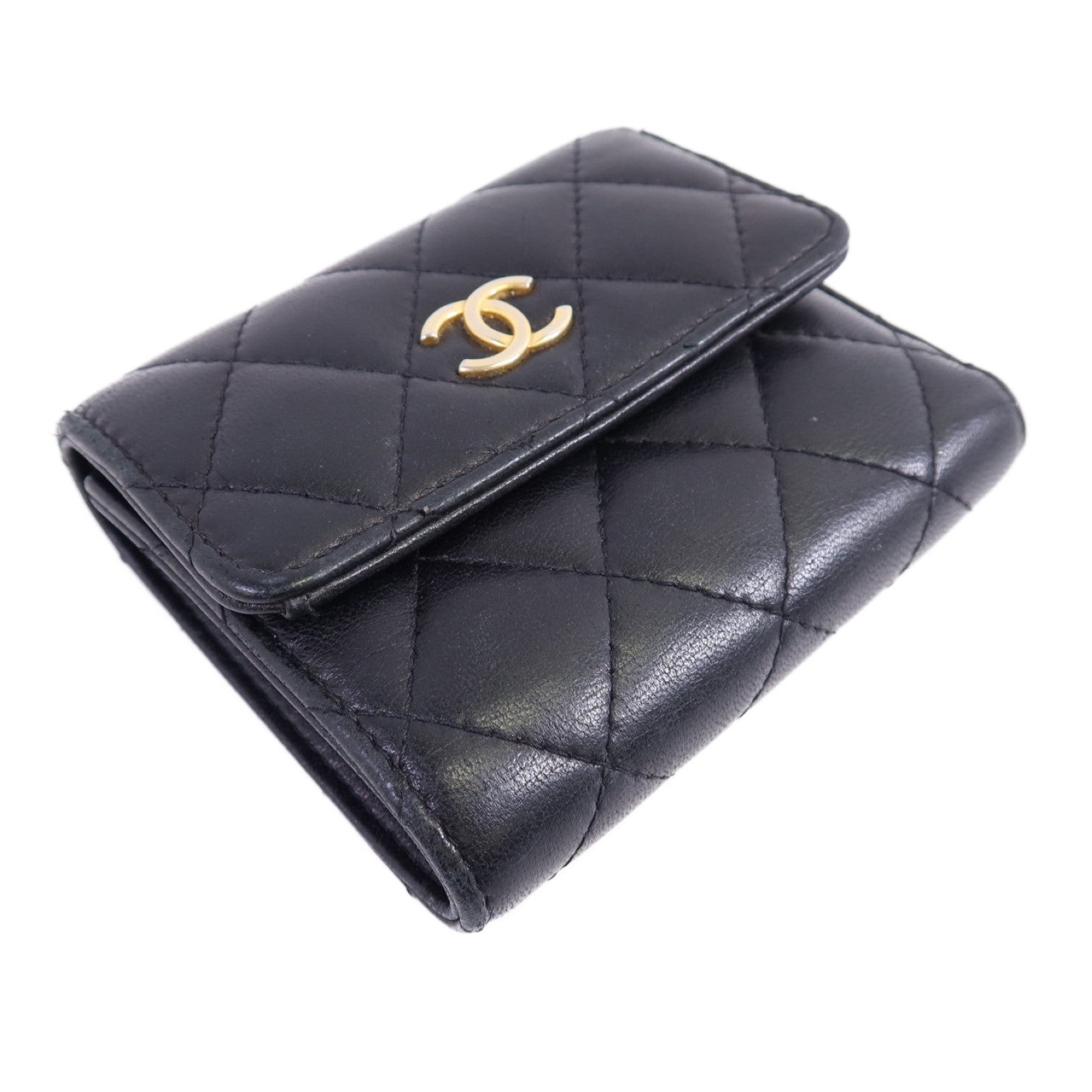 CHANEL 【激減優惠】羊皮皮革Wallet金扣錢包