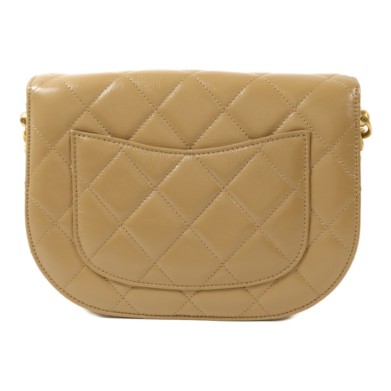 CHANEL 【激減優惠】牛皮皮革Half Moon Flap Bag金扣鏈帶肩背袋