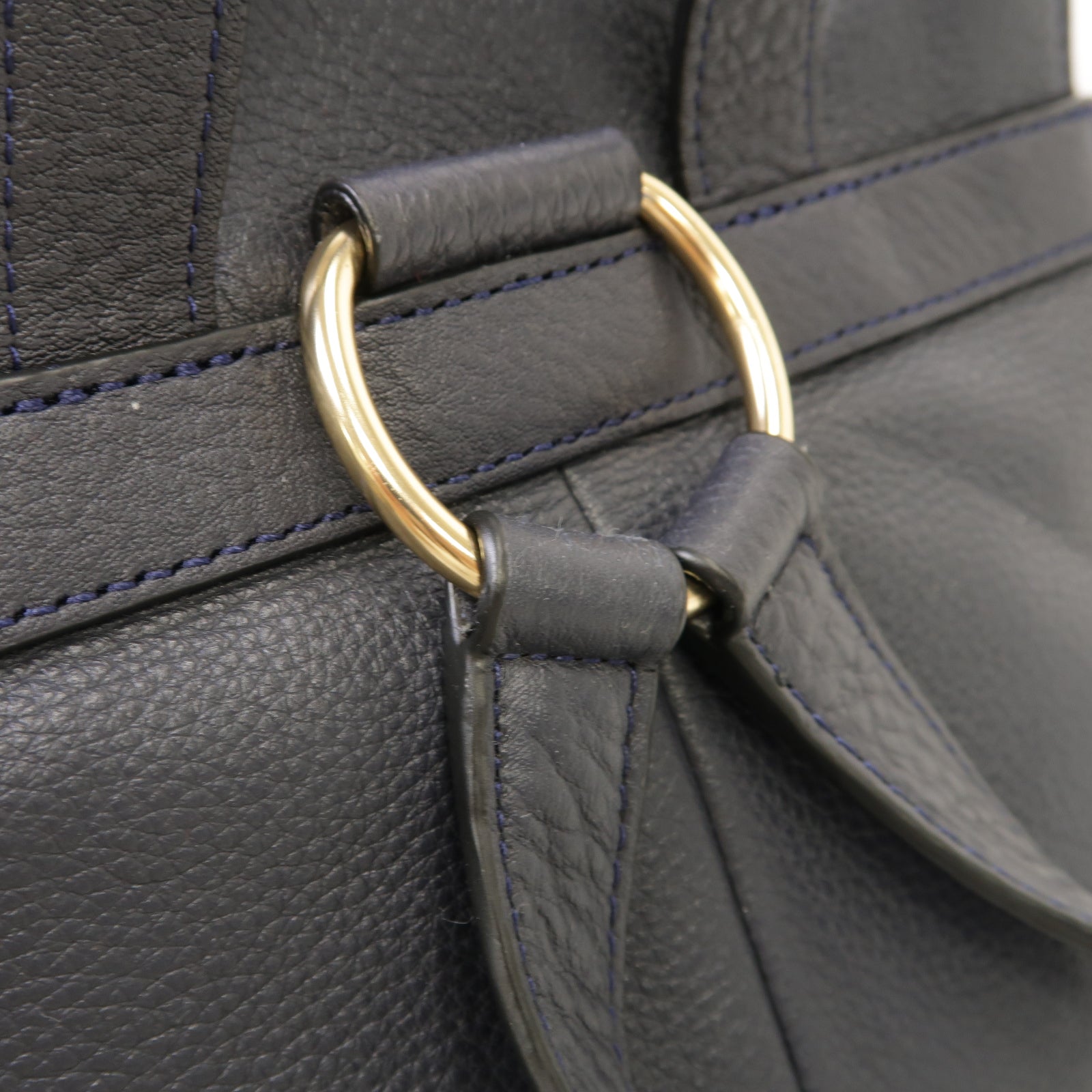 COACH 牛皮皮革Backpack金扣背包深藍色