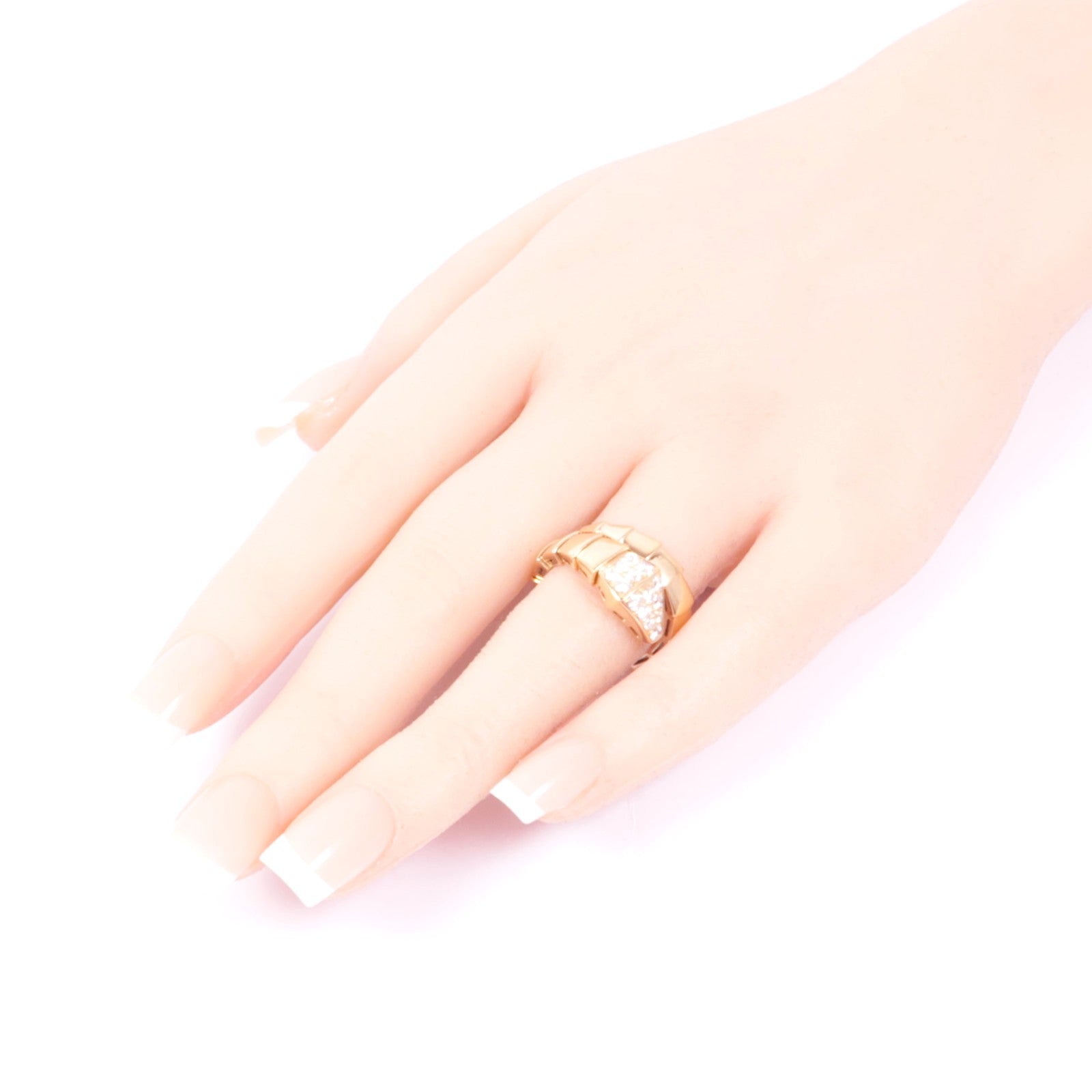 BVLGARI 18K玫瑰金Serpenti Viper Ring鑽石戒指Bvlgari#53/US#6.5