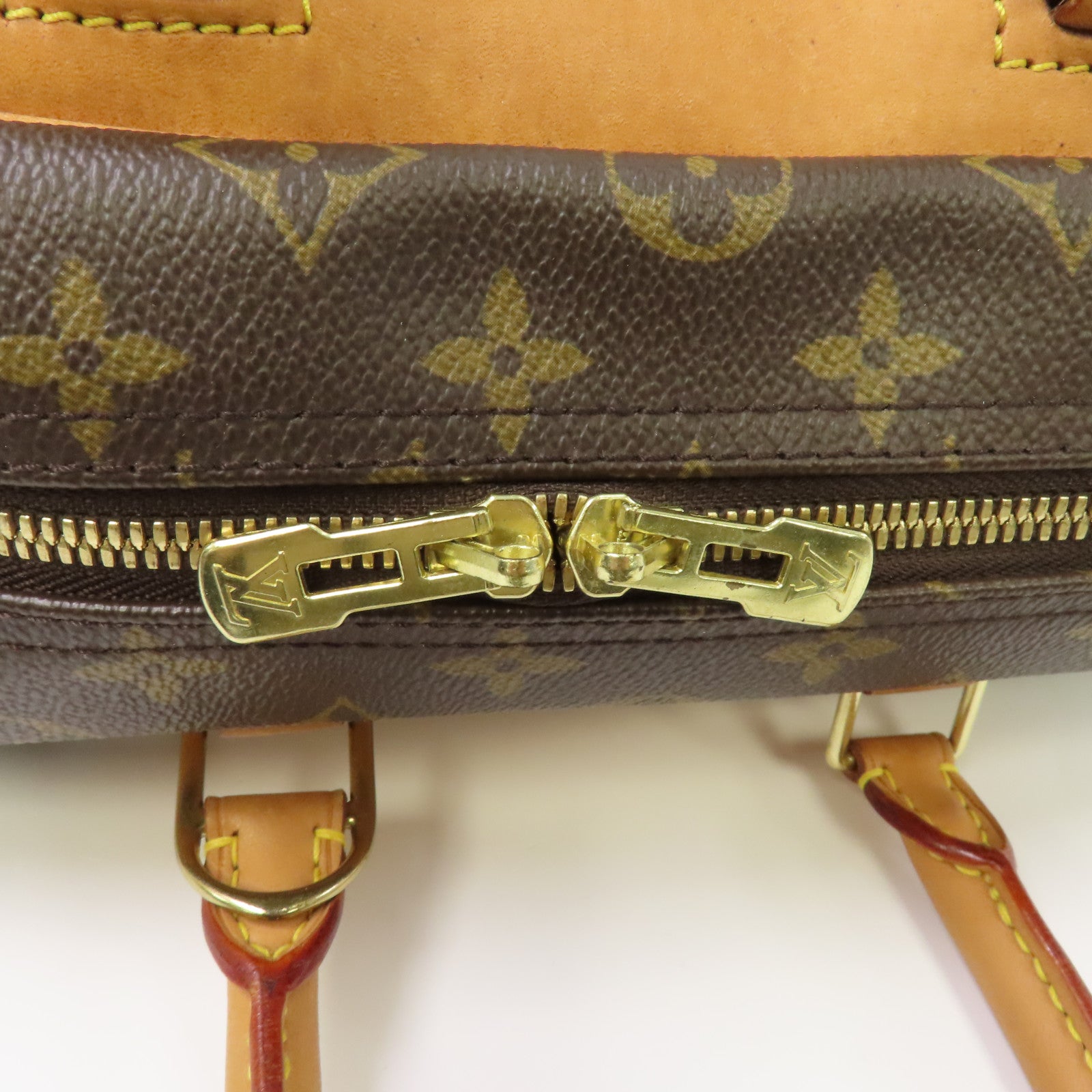 LOUIS VUITTON Monogram Deauville金扣手挽袋棕色