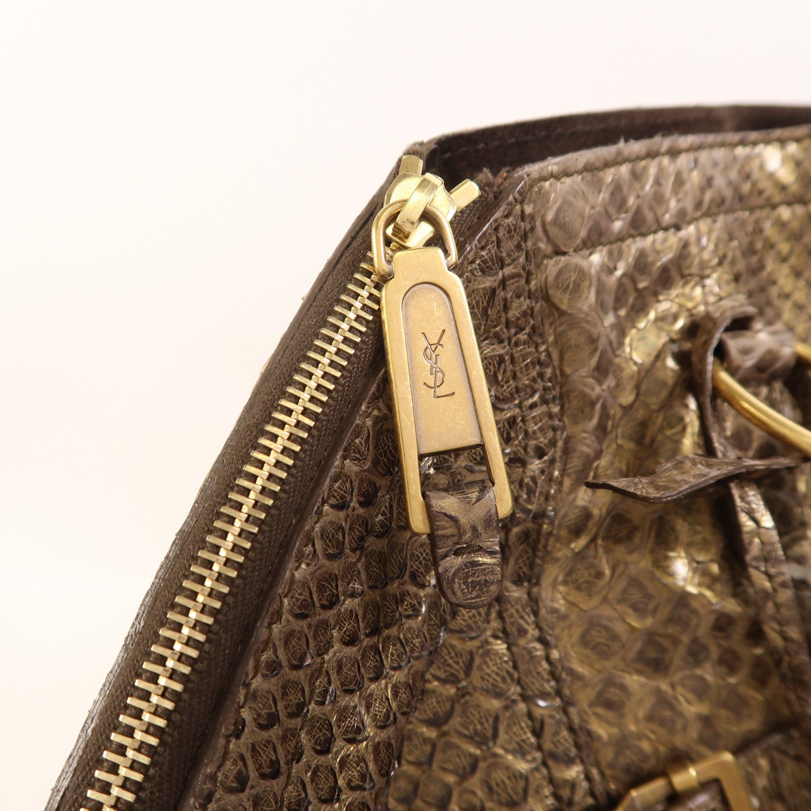 SAINT LAURENT 蛇皮皮革Shoulder Bag金扣肩背袋